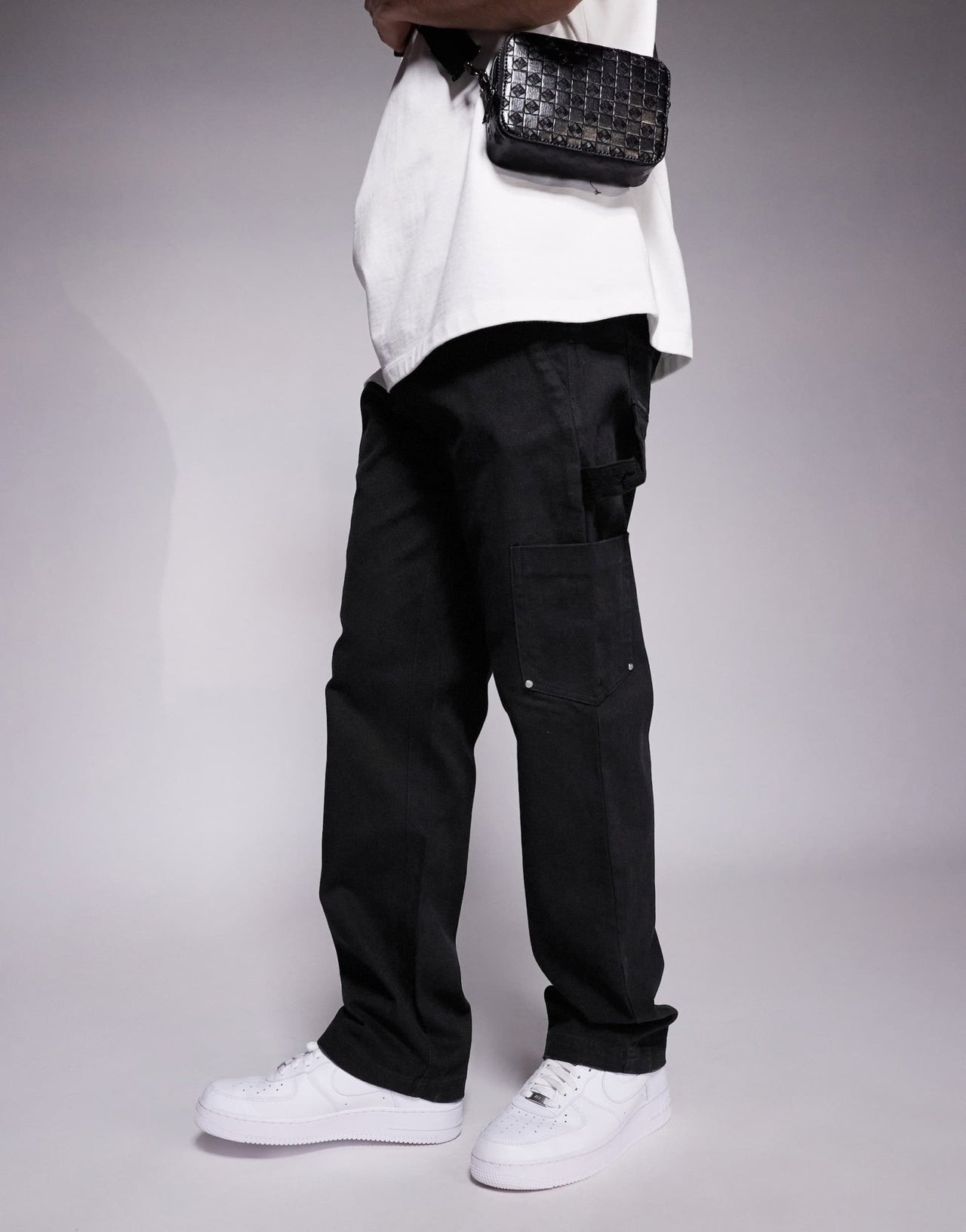 The Couture Club twill double patch trousers in washed black - ASOS Sample Sale