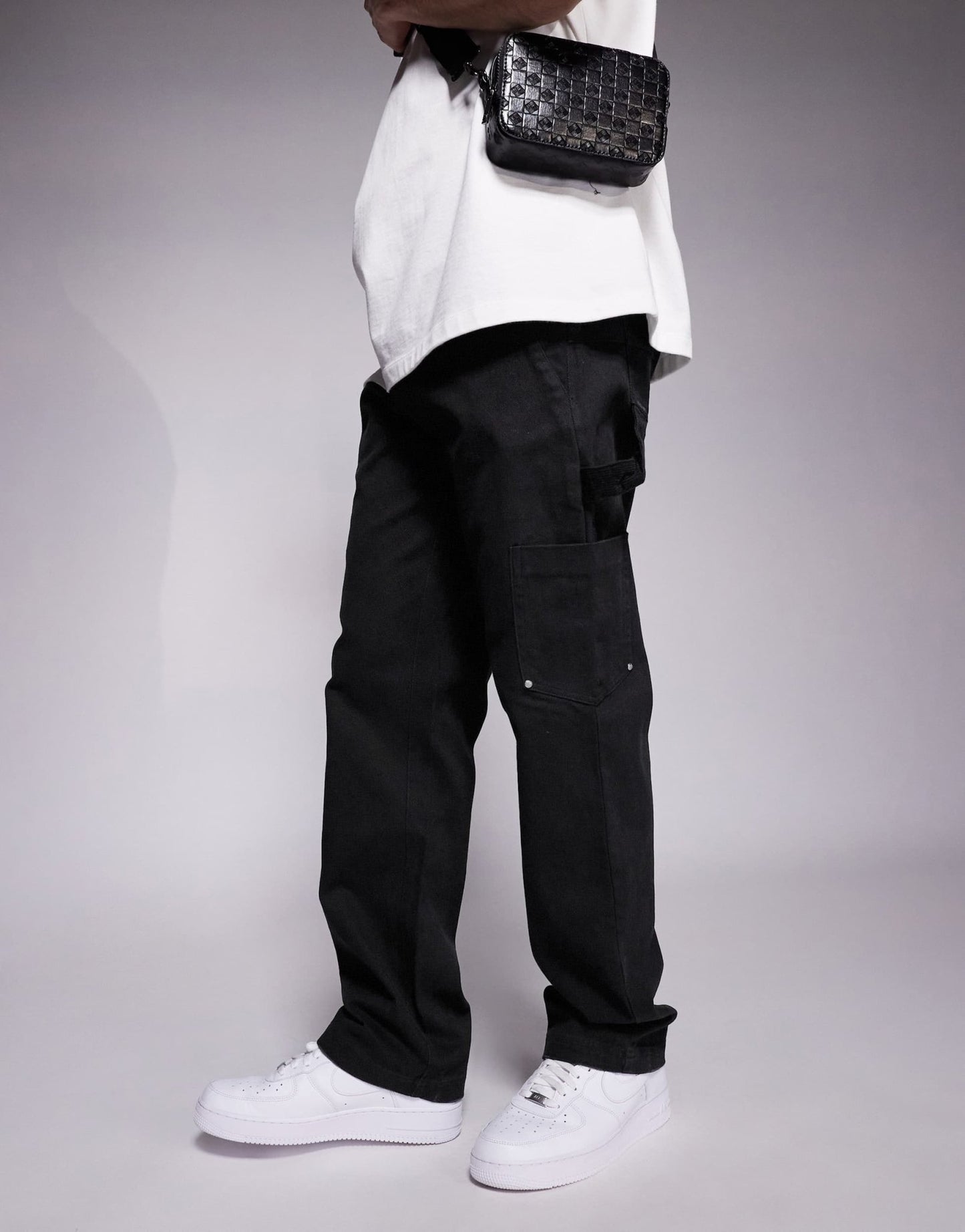 The Couture Club twill double patch trousers in washed black - ASOS Sample Sale