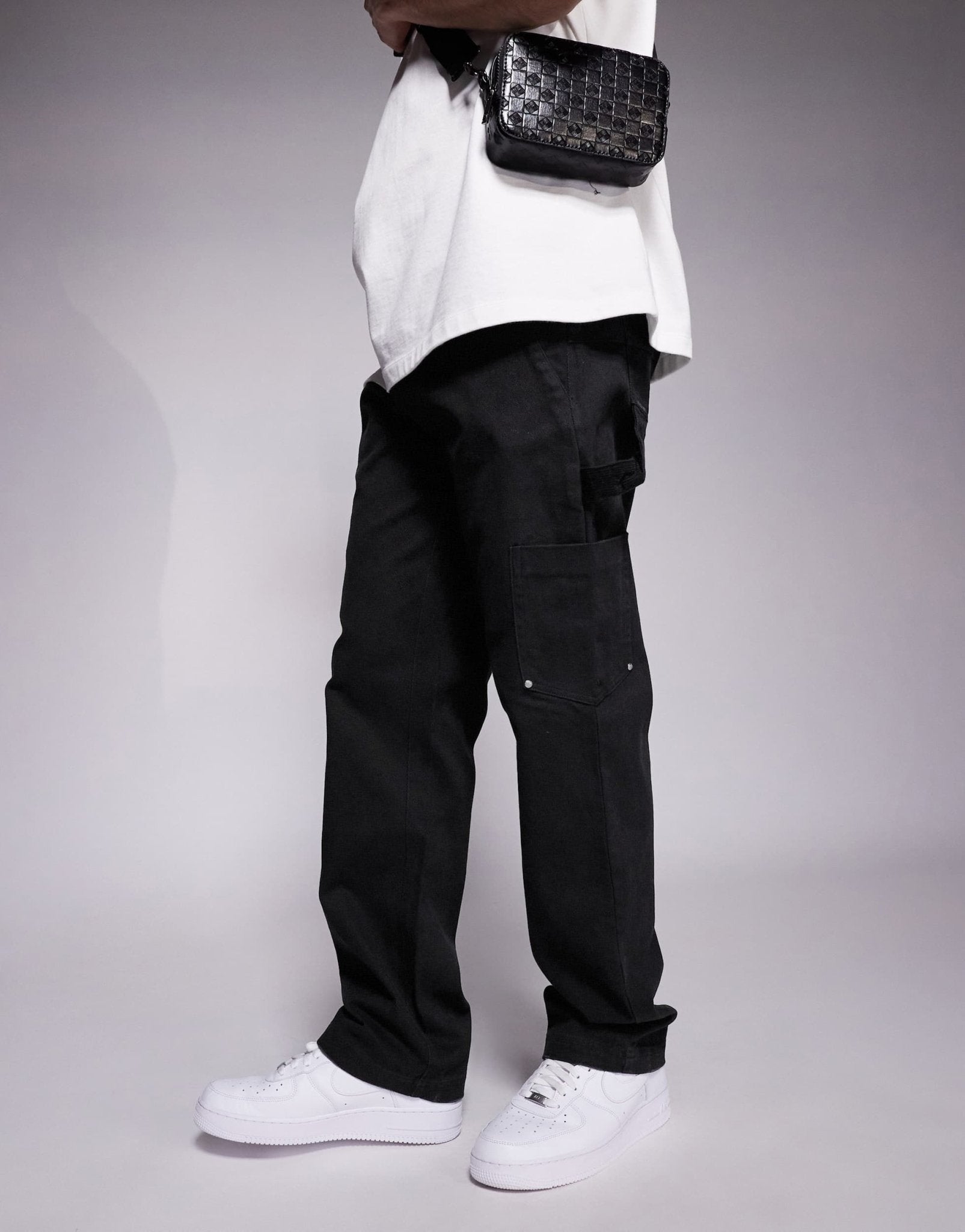 The Couture Club twill double patch trousers in washed black - ASOS Sample Sale