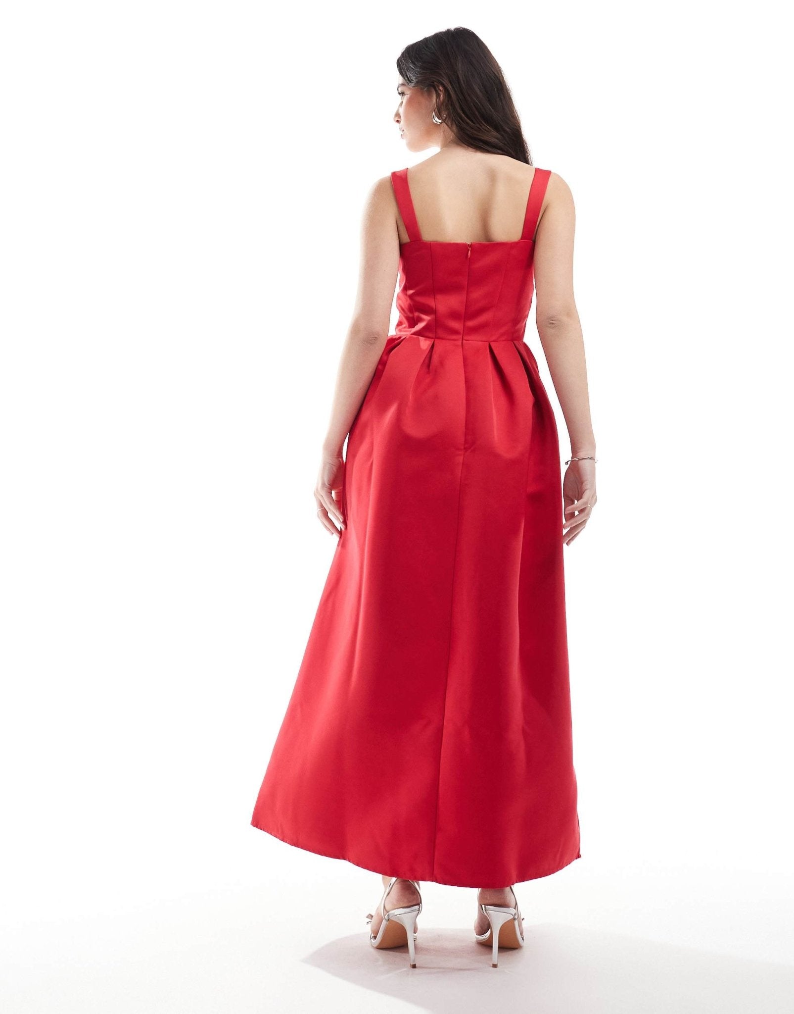 The Frolic exclusive heavy satin cami corset maxi dress in red - ASOS Sample Sale