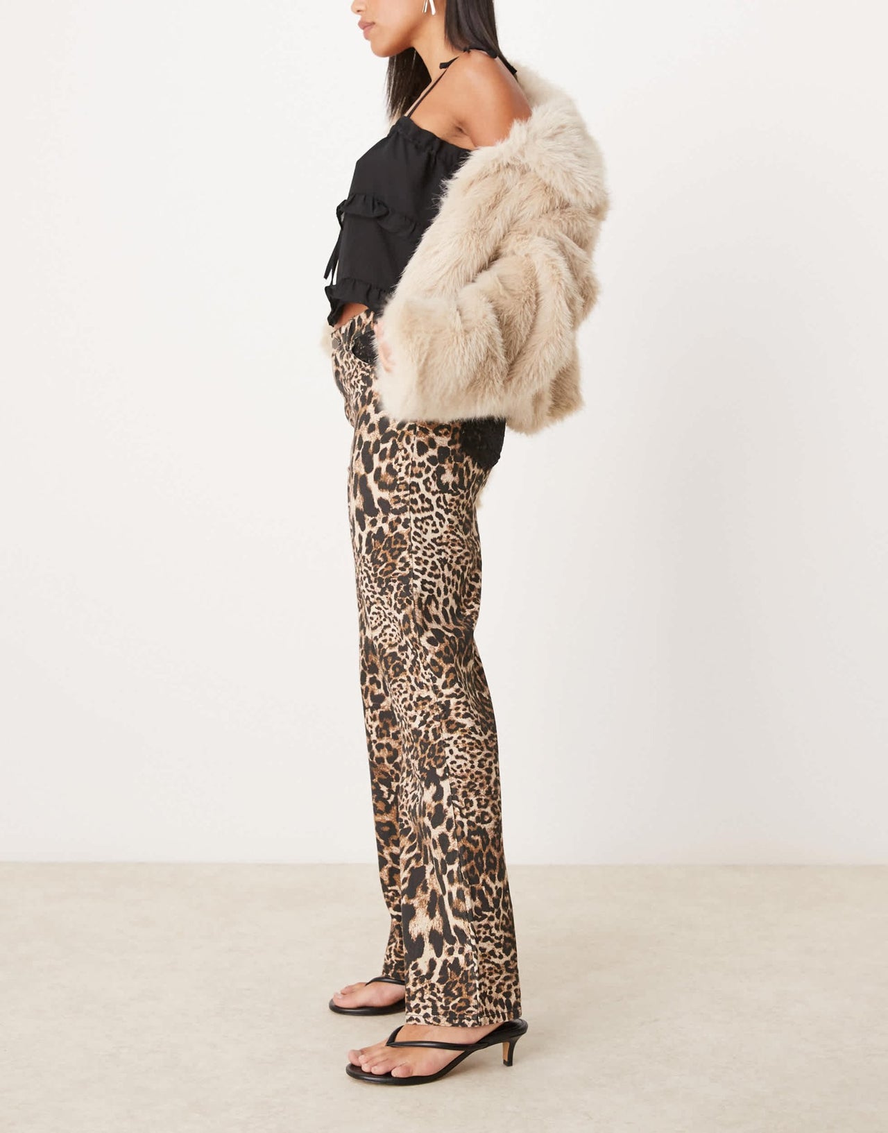 The Frolic exclusive lace pocket detail straight leg jeans in leopard print - ASOS Sample Sale