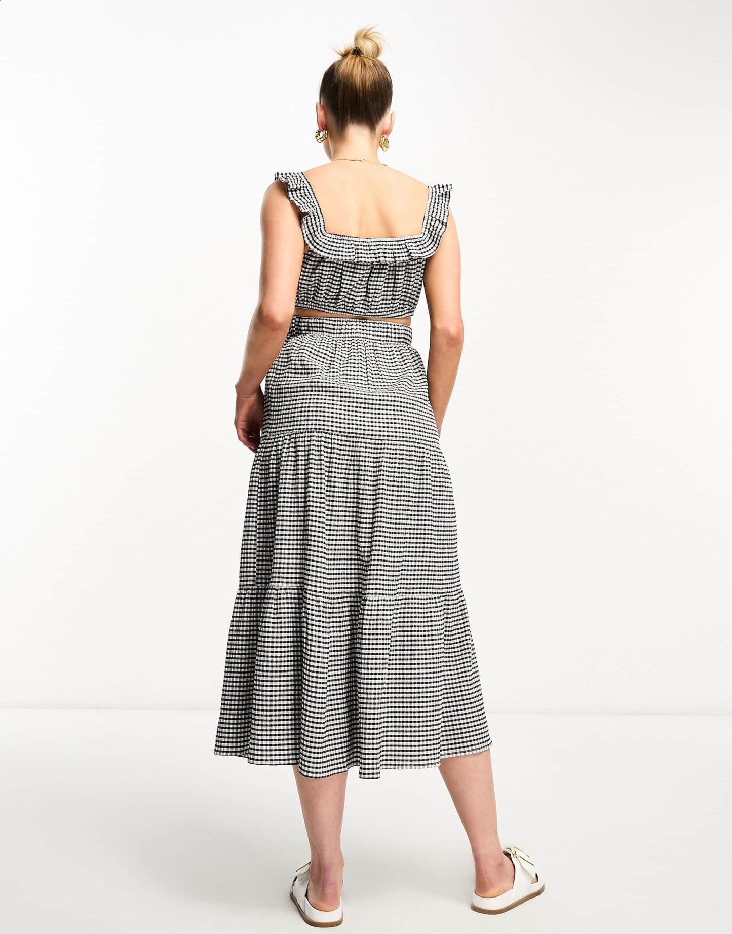 The Frolic exclusive Maternity square neck summer crop top in black and white gingham - ASOS Sample Sale