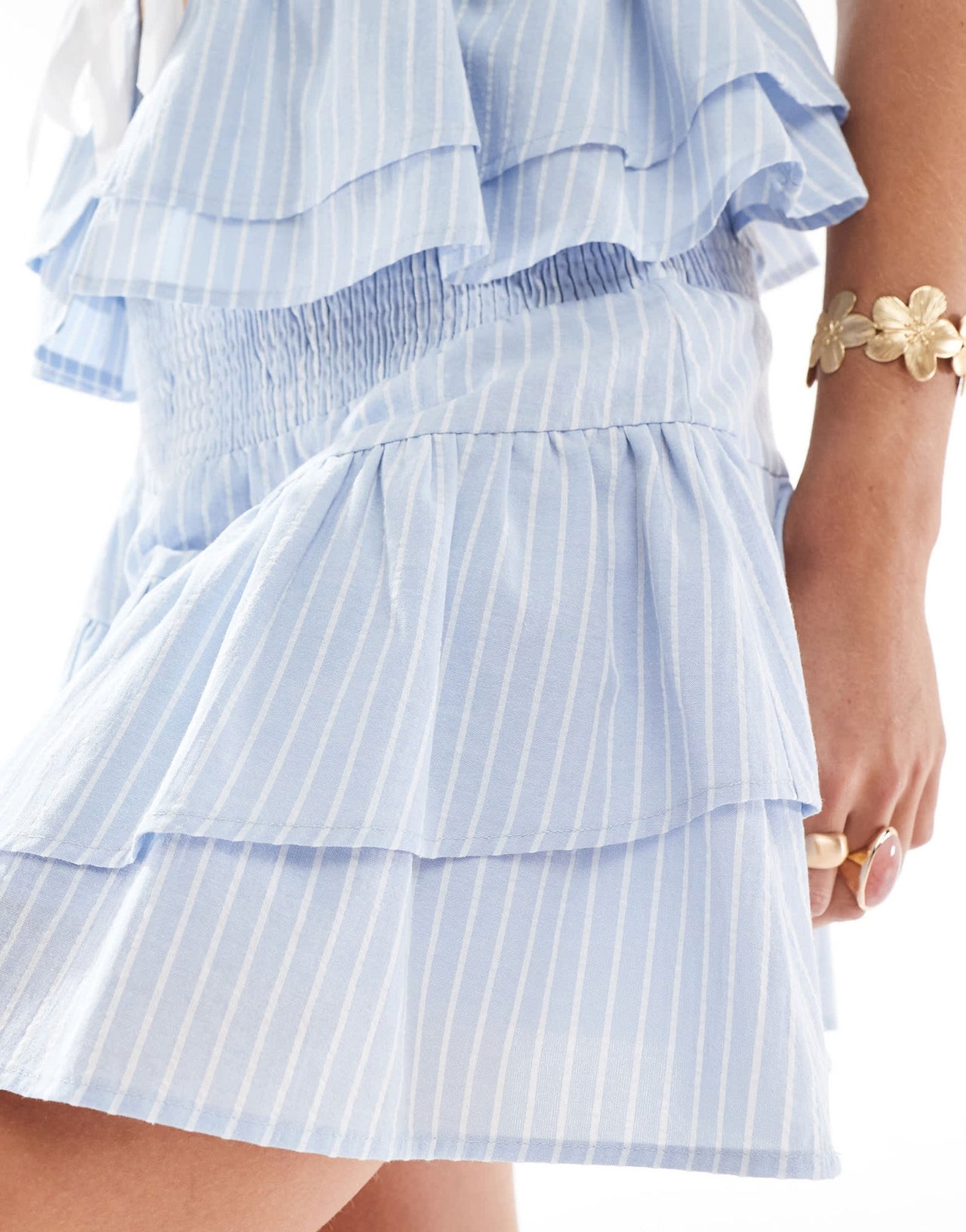 The Frolic exclusive poplin rara mini skirt co-ord in blue stripe - ASOS Sample Sale