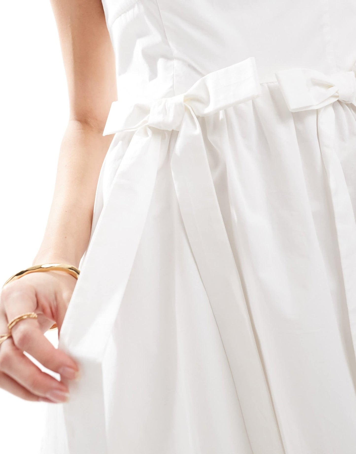 The Frolic exclusive poplin square neck oversized bow detail mini dress in white - ASOS Sample Sale