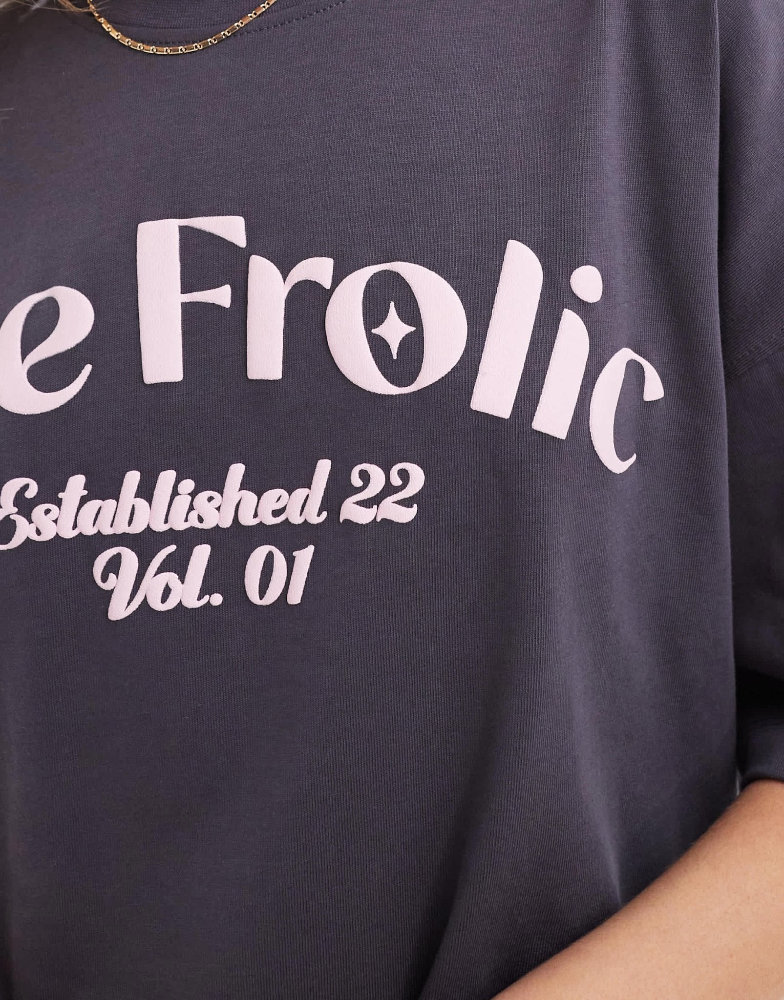 The Frolic x Bella Stovey exclusive oversized logo t-shirt co - ord in charcoal - ASOS Sample Sale