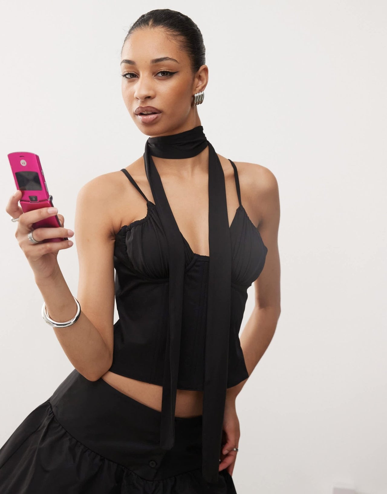 The Kript Maddie corset top with scarf in black - ASOS Sample Sale