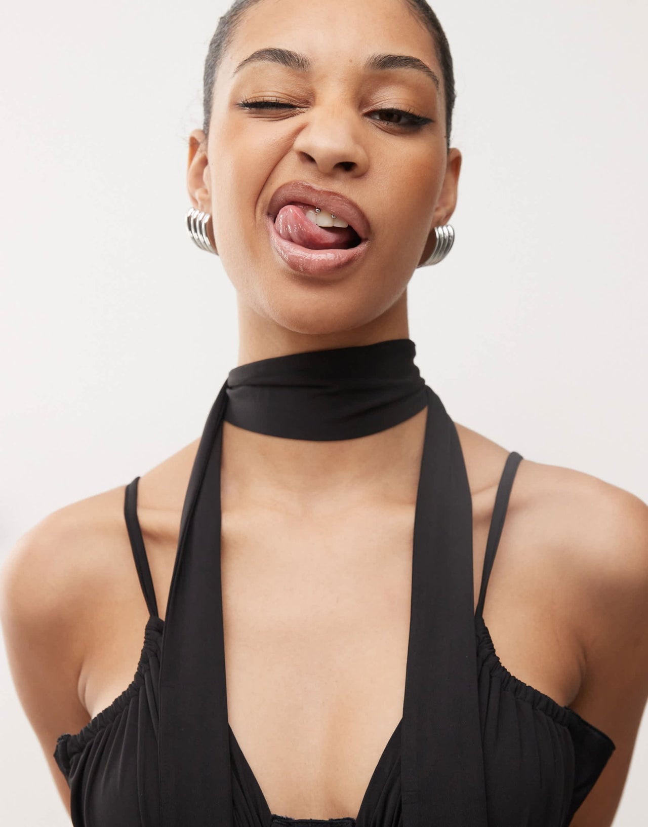 The Kript Maddie corset top with scarf in black - ASOS Sample Sale