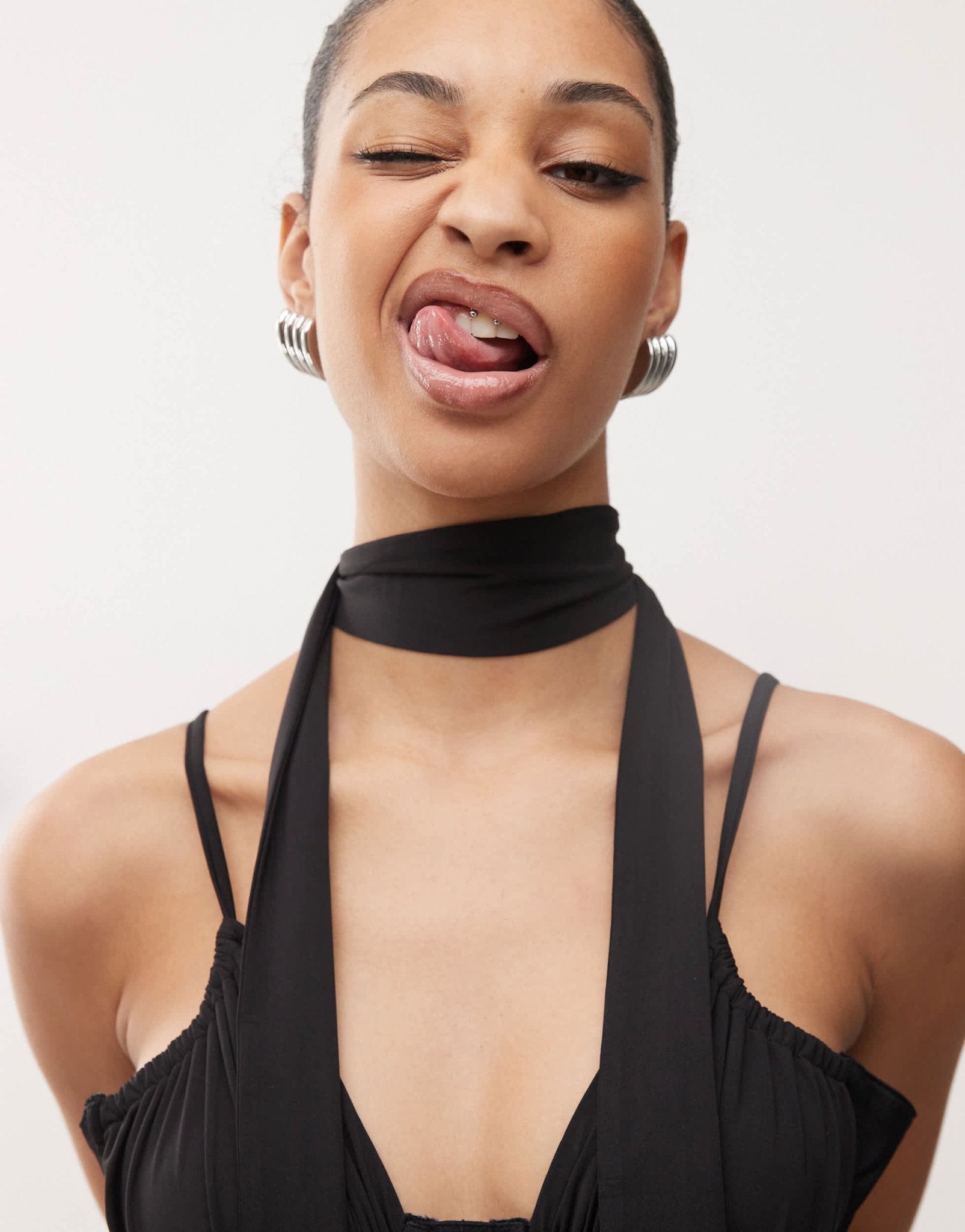 The Kript Maddie corset top with scarf in black - ASOS Sample Sale