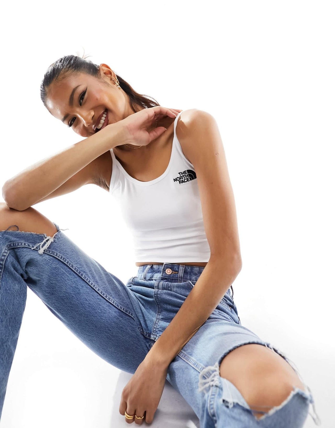 The North Face cropped tank top in white Exclusive at ASOS - ASOS Sample Sale