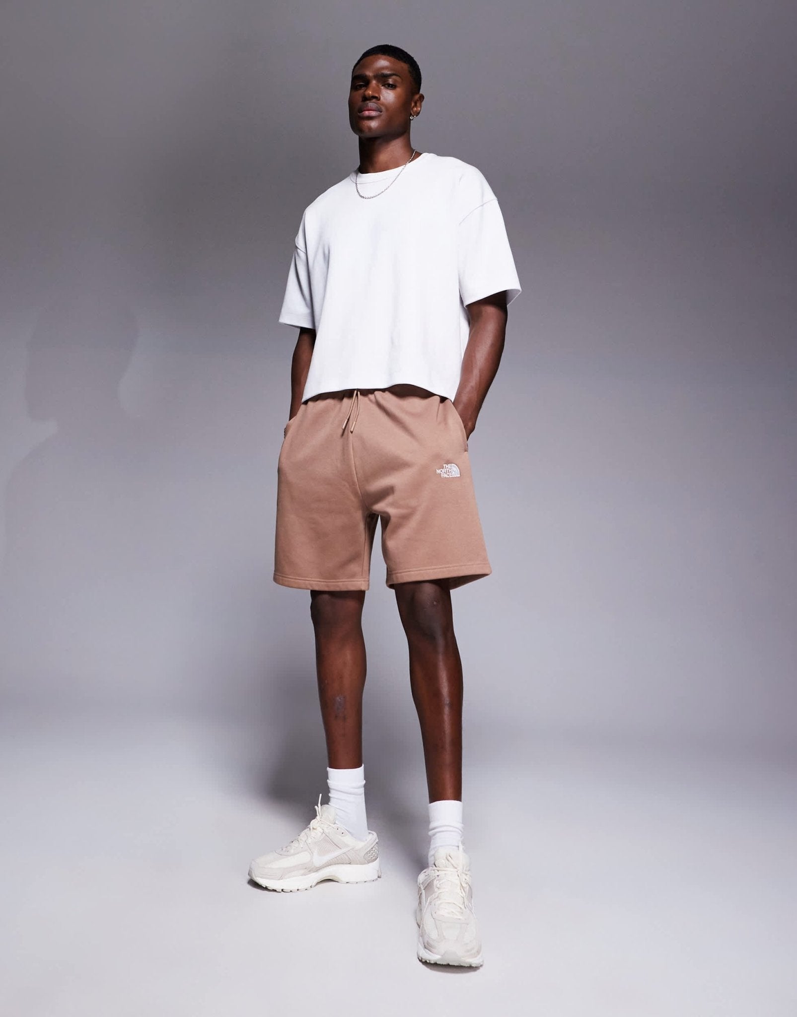 The North Face Essential logo sweatshorts in brown - ASOS Sample Sale