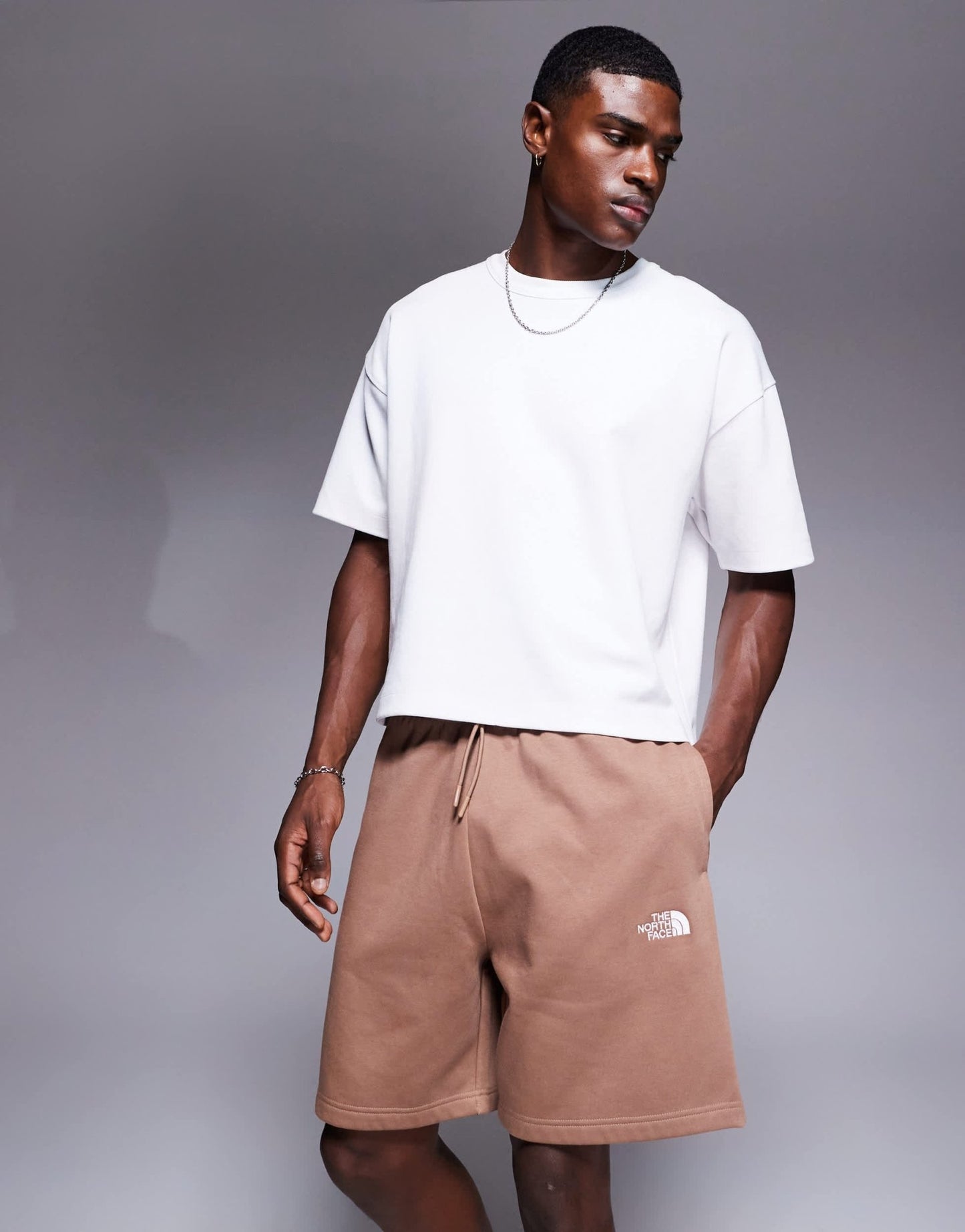 The North Face Essential logo sweatshorts in brown - ASOS Sample Sale