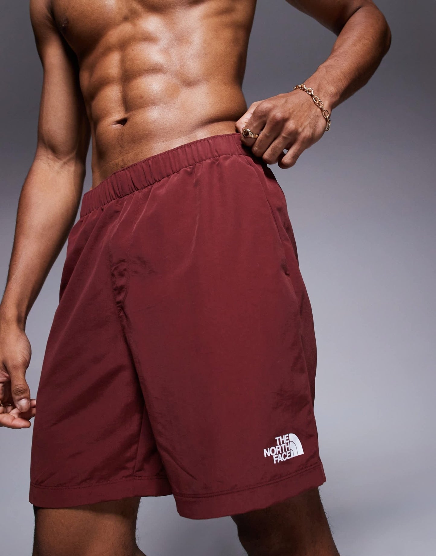 The North Face W logo swimming shorts in burgundy - ASOS Sample Sale