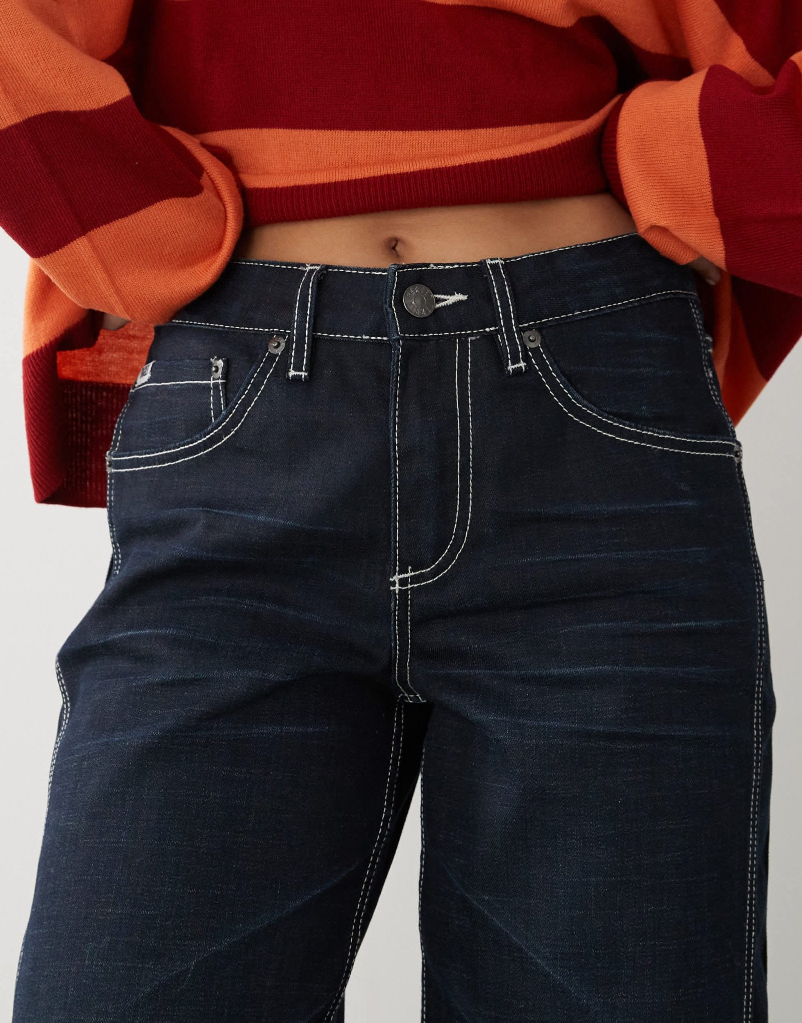 The Ragged Priest low rise baggy fit dad trousers in indigo - ASOS Sample Sale