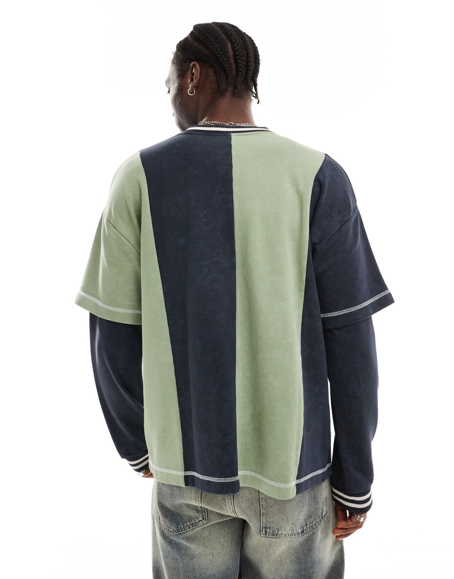 The Ragged Priest stripe hockey layered oversized sweatshirt in multi - ASOS Sample Sale