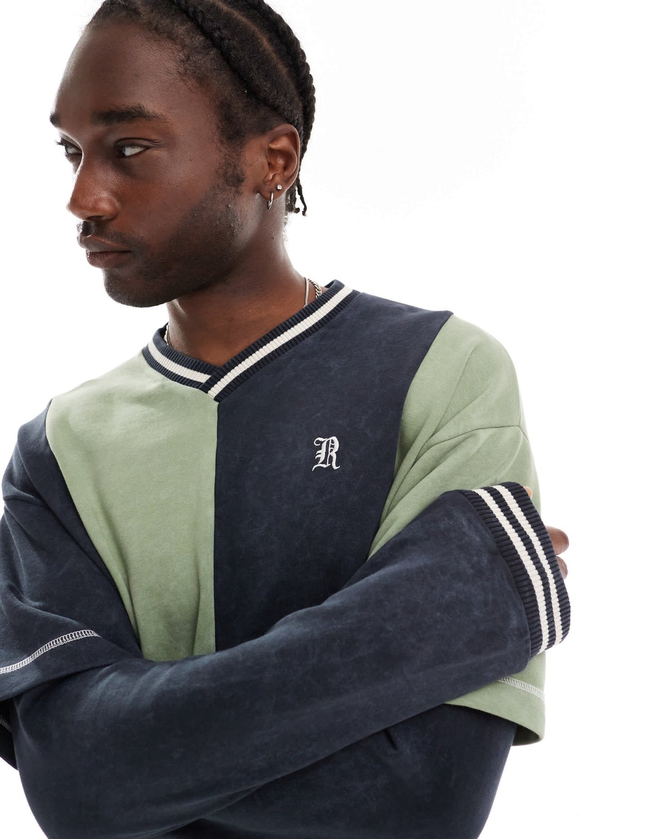 The Ragged Priest stripe hockey layered oversized sweatshirt in multi - ASOS Sample Sale