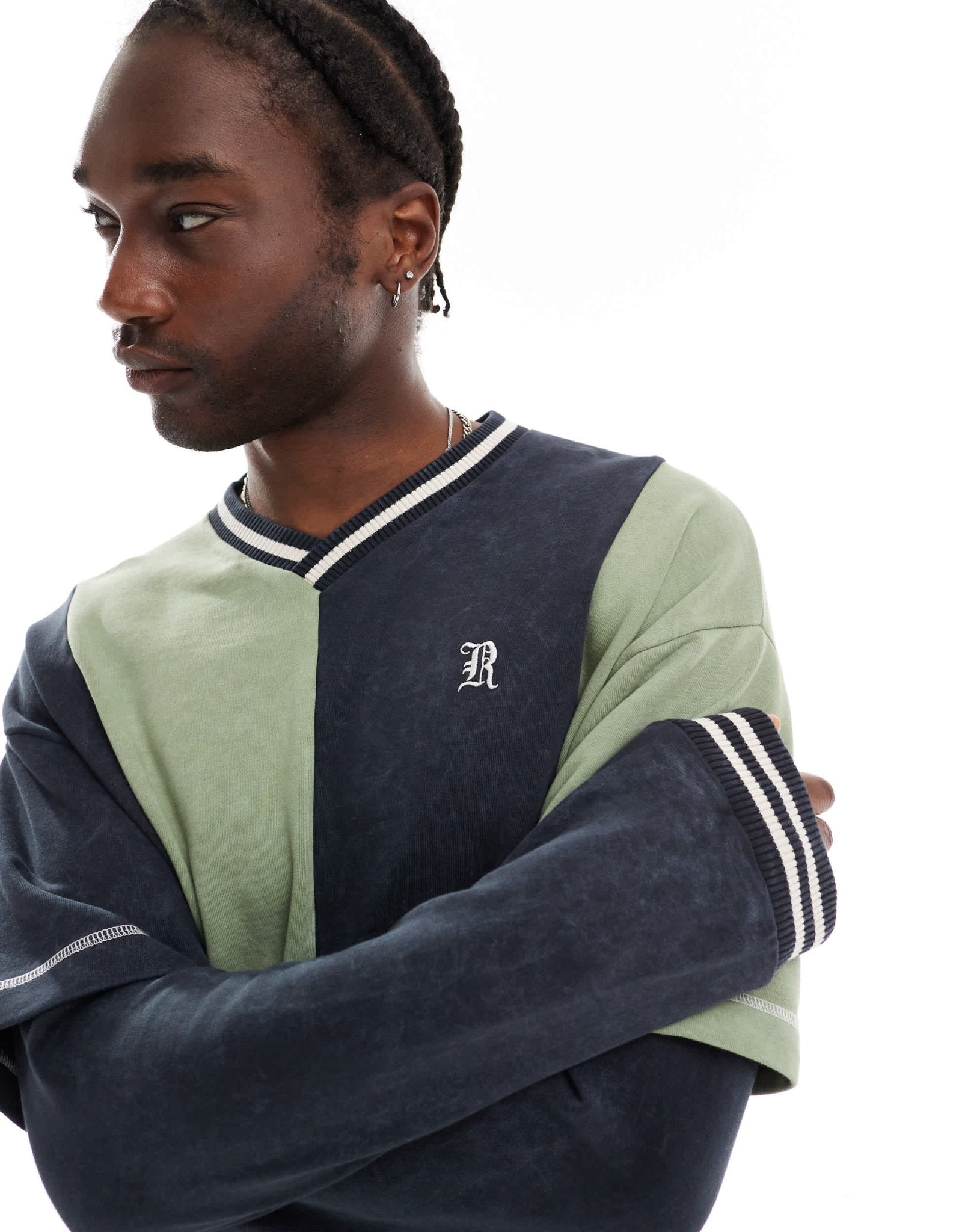 The Ragged Priest stripe hockey layered oversized sweatshirt in multi - ASOS Sample Sale