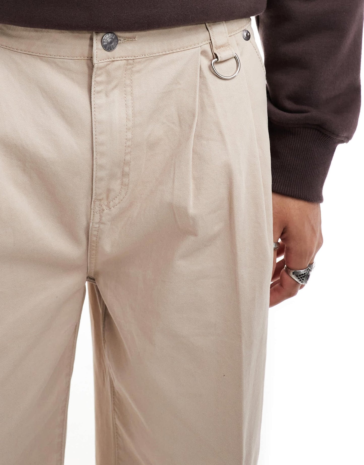 The Ragged Priest wide fit twill pleat chinos in ecru - ASOS Sample Sale