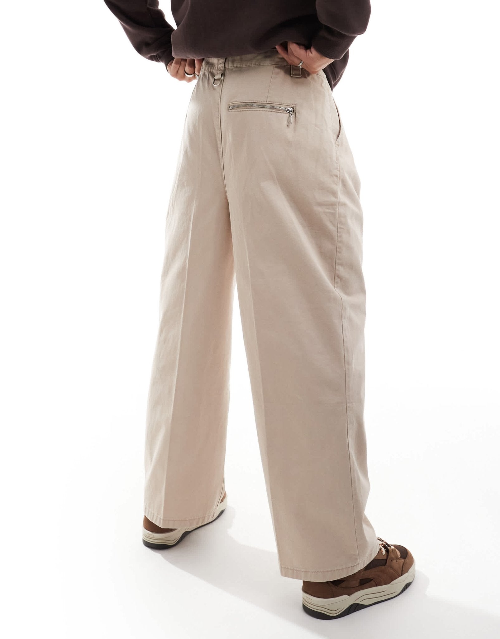 The Ragged Priest wide fit twill pleat chinos in ecru - ASOS Sample Sale