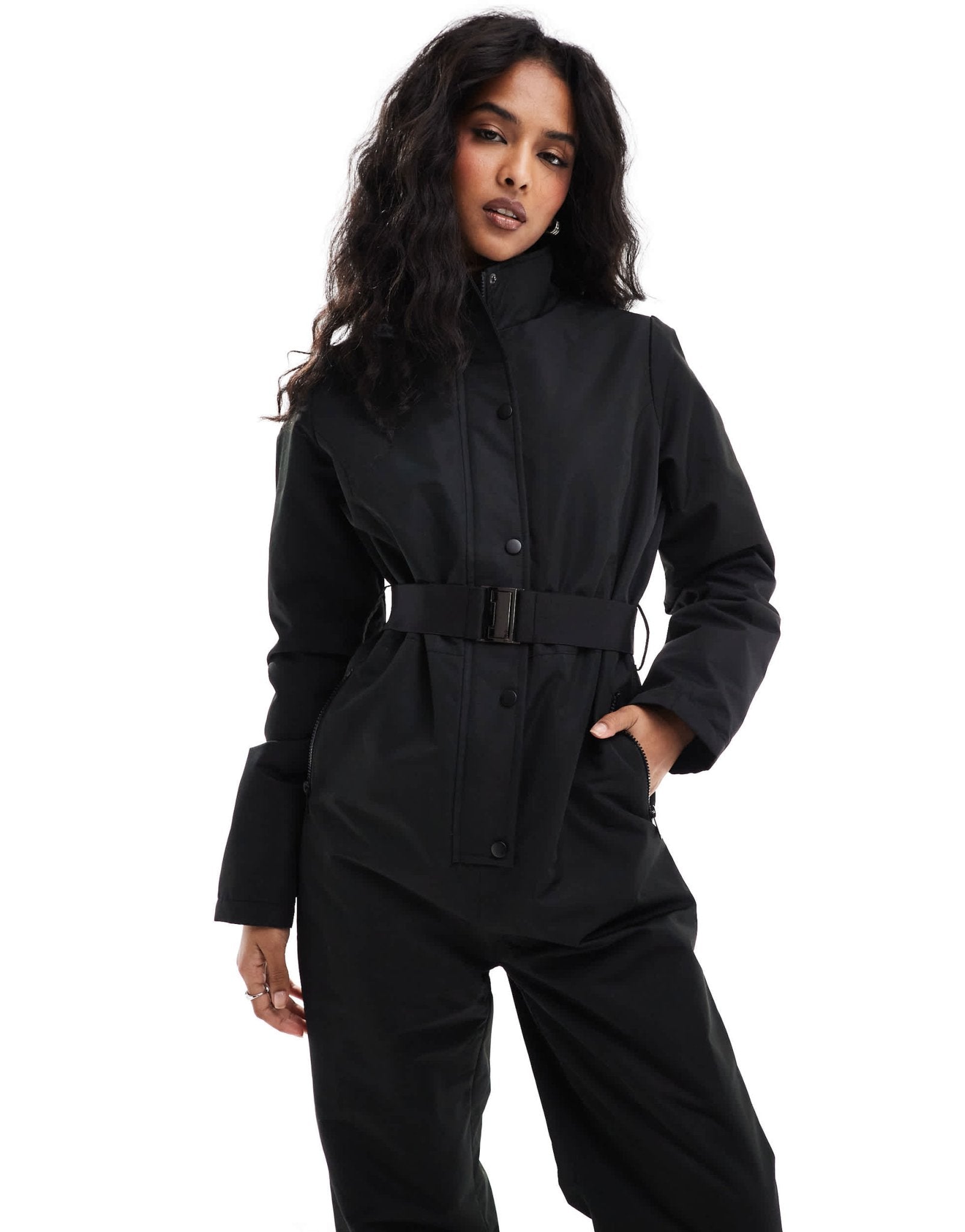 Threadbare all in one ski suit in black - ASOS Sample Sale