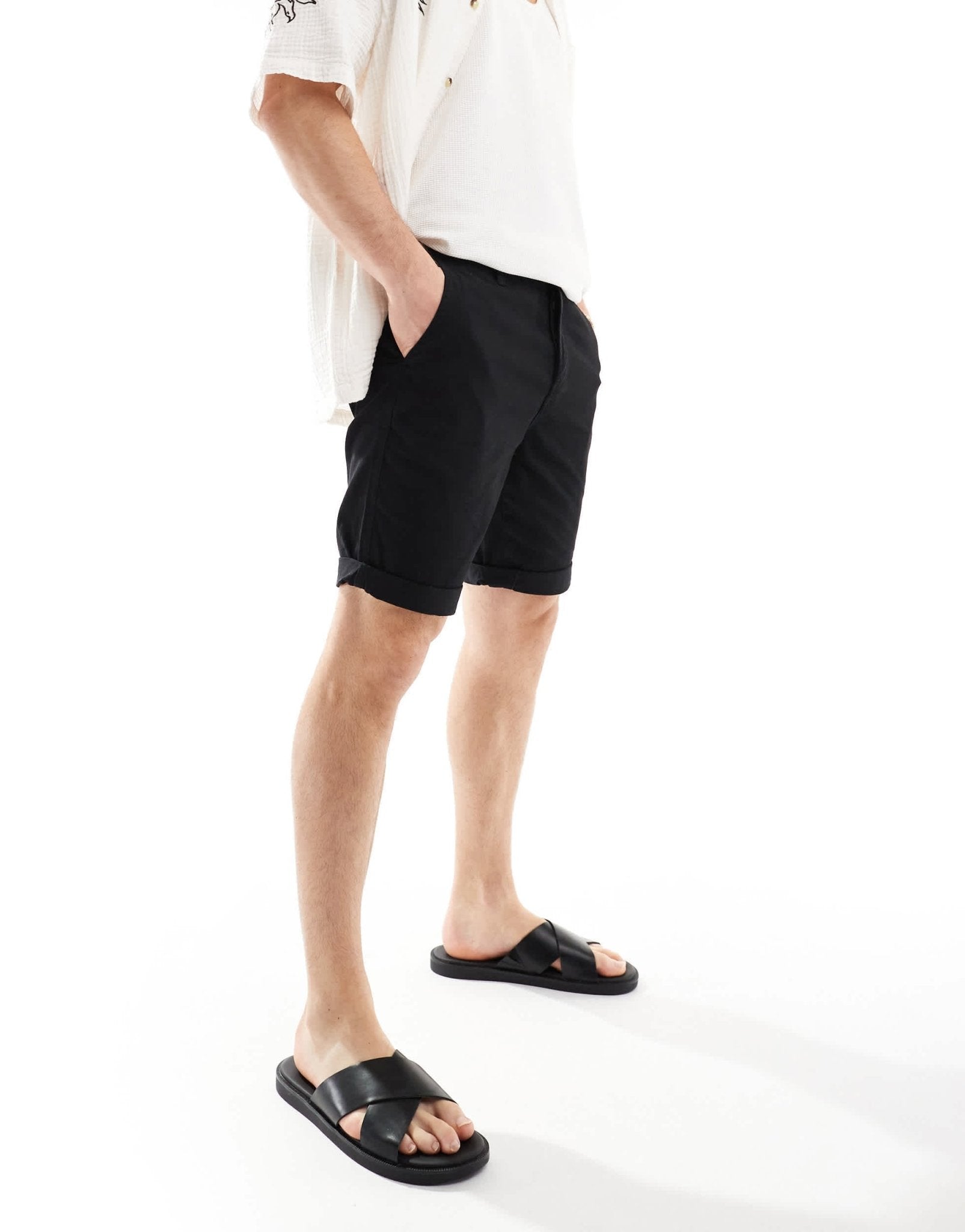 Threadbare chino shorts in black - ASOS Sample Sale