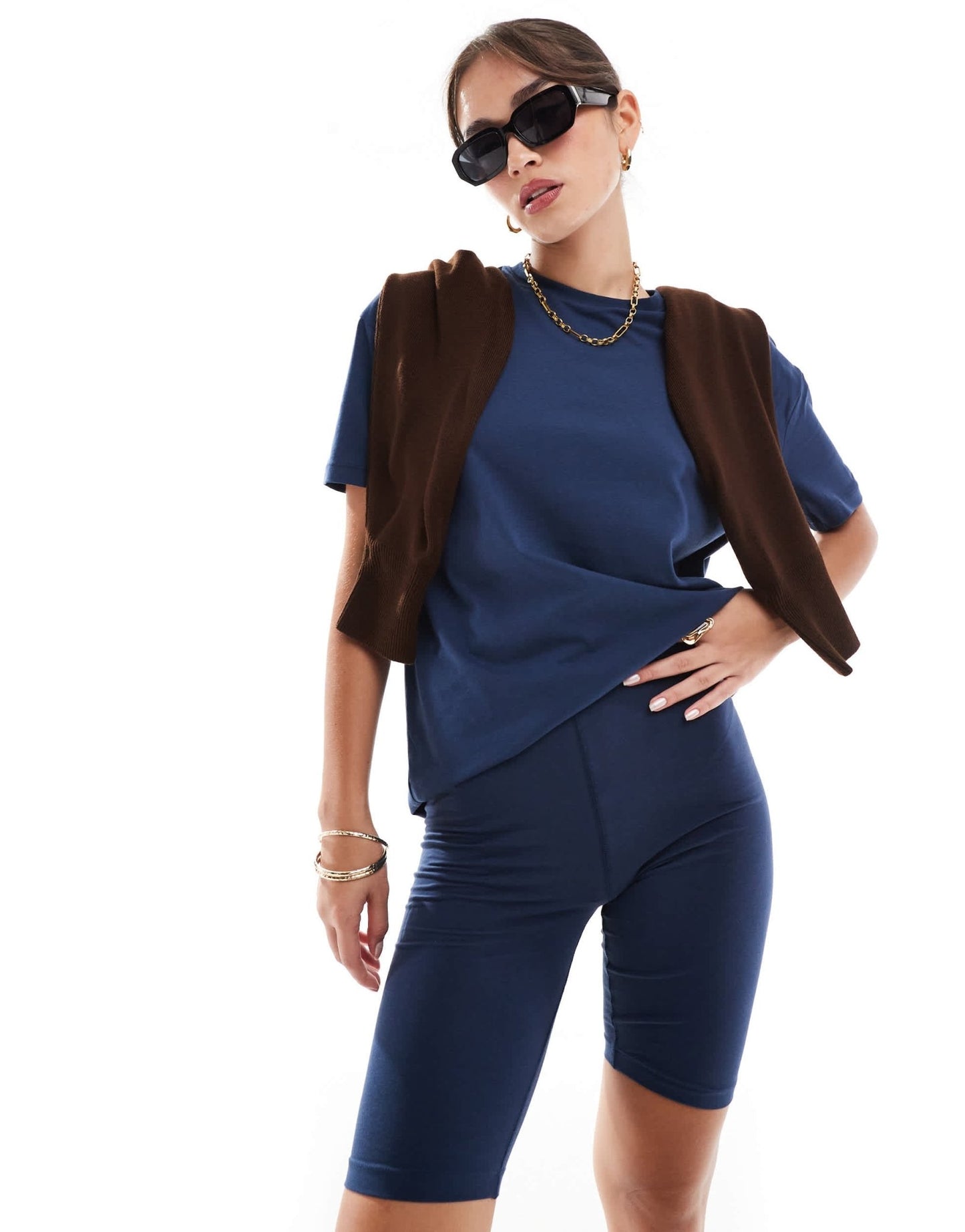 Threadbare Chloe shorts and oversized t-shirt co - ord in navy - ASOS Sample Sale