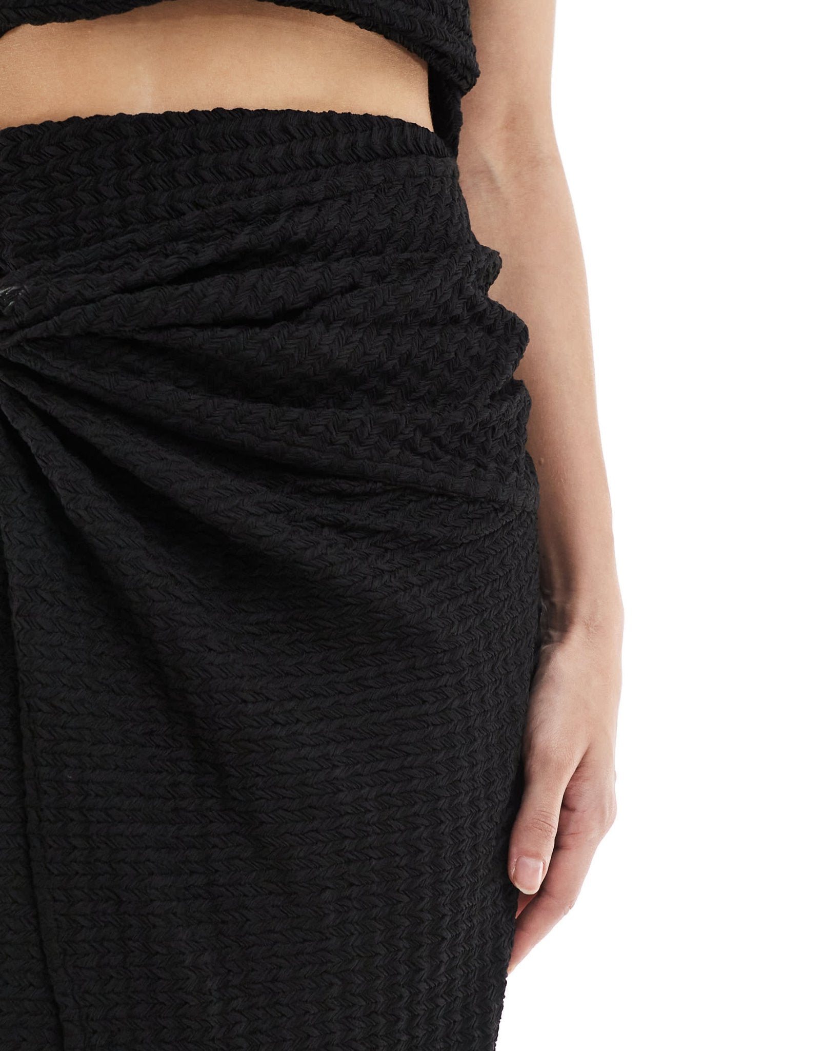 Threadbare co - ord textured black maxi skirt with gold trim detail - ASOS Sample Sale