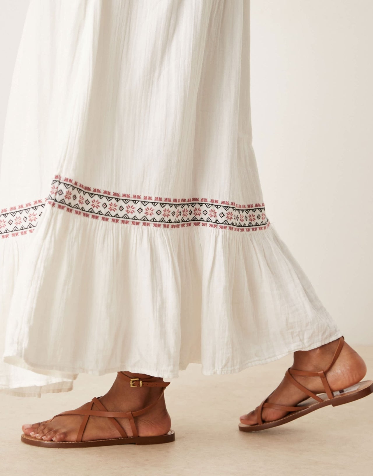 Threadbare cotton rich woven co-ord maxi skirt with embroidery in cream - ASOS Sample Sale