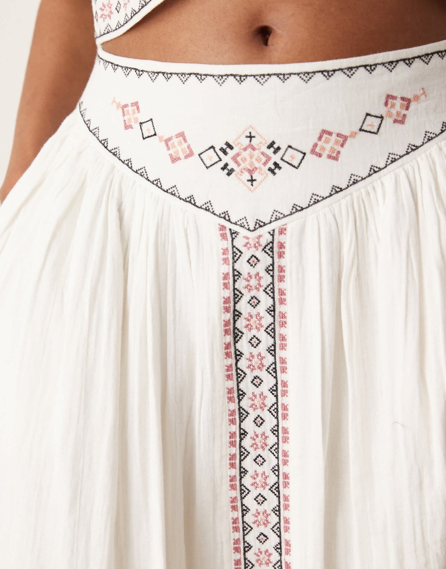Threadbare cotton rich woven co-ord maxi skirt with embroidery in cream - ASOS Sample Sale