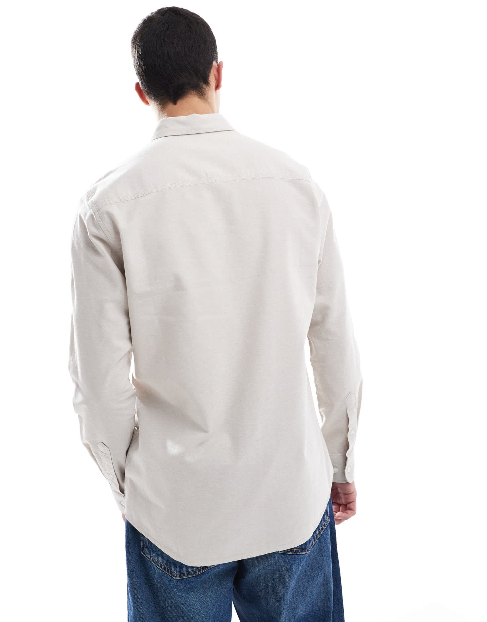 Threadbare long sleeve oxford shirt in stone - ASOS Sample Sale