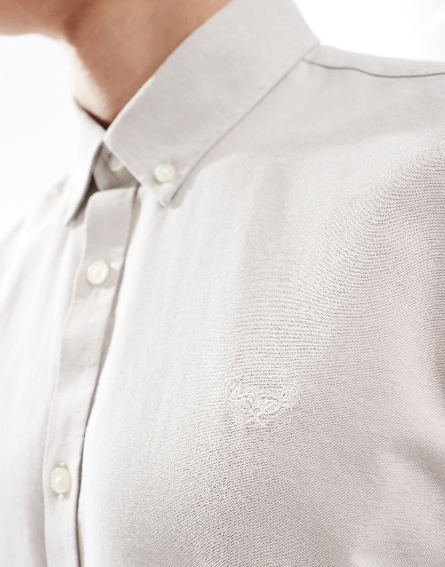 Threadbare long sleeve oxford shirt in stone - ASOS Sample Sale