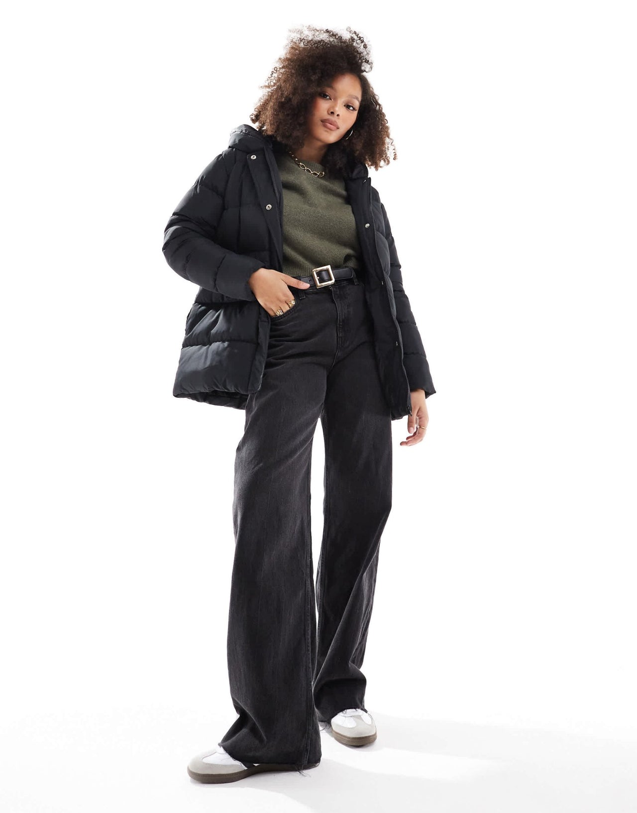 Threadbare mid length puffer jacket in black - ASOS Sample Sale
