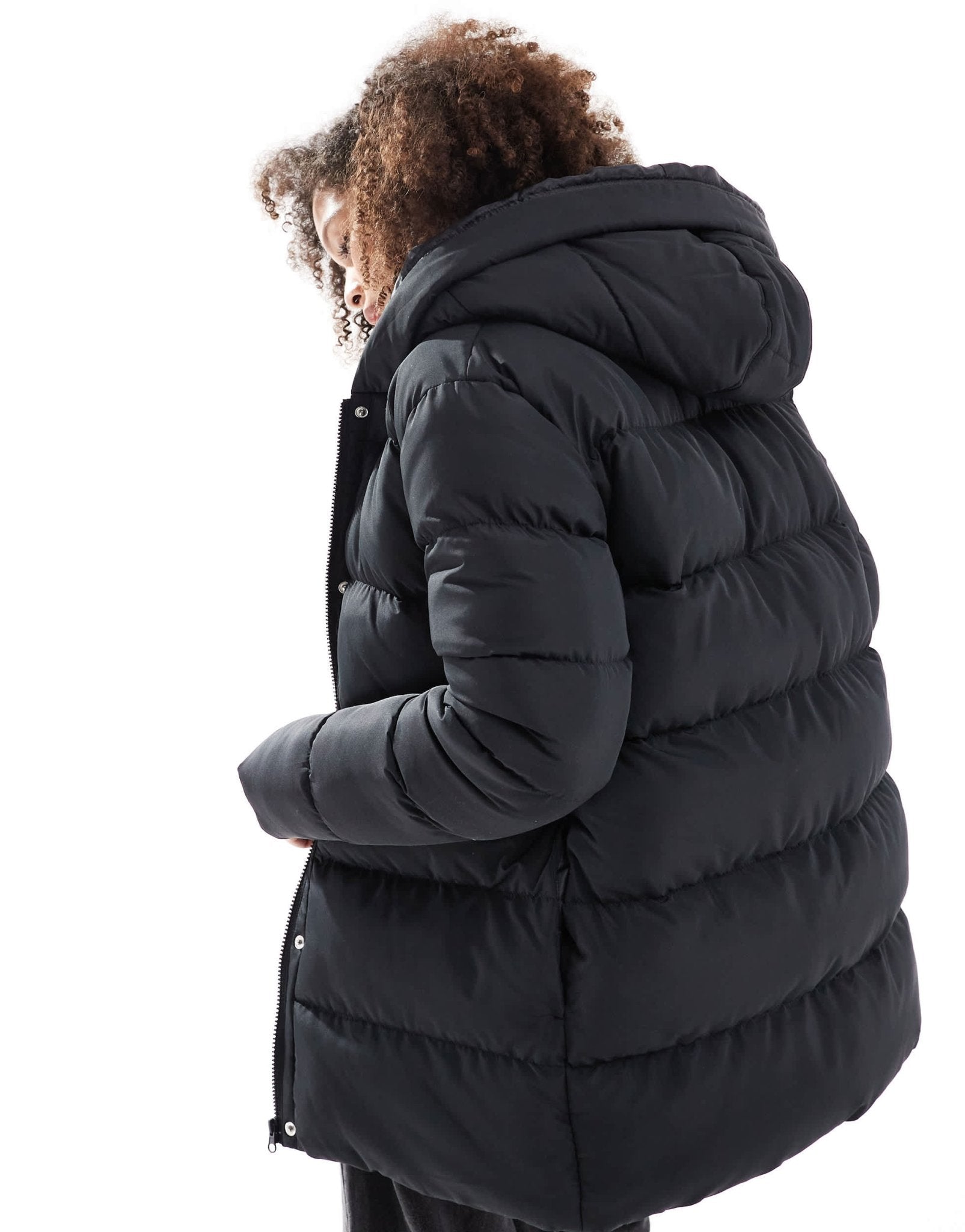 Threadbare mid length puffer jacket in black - ASOS Sample Sale