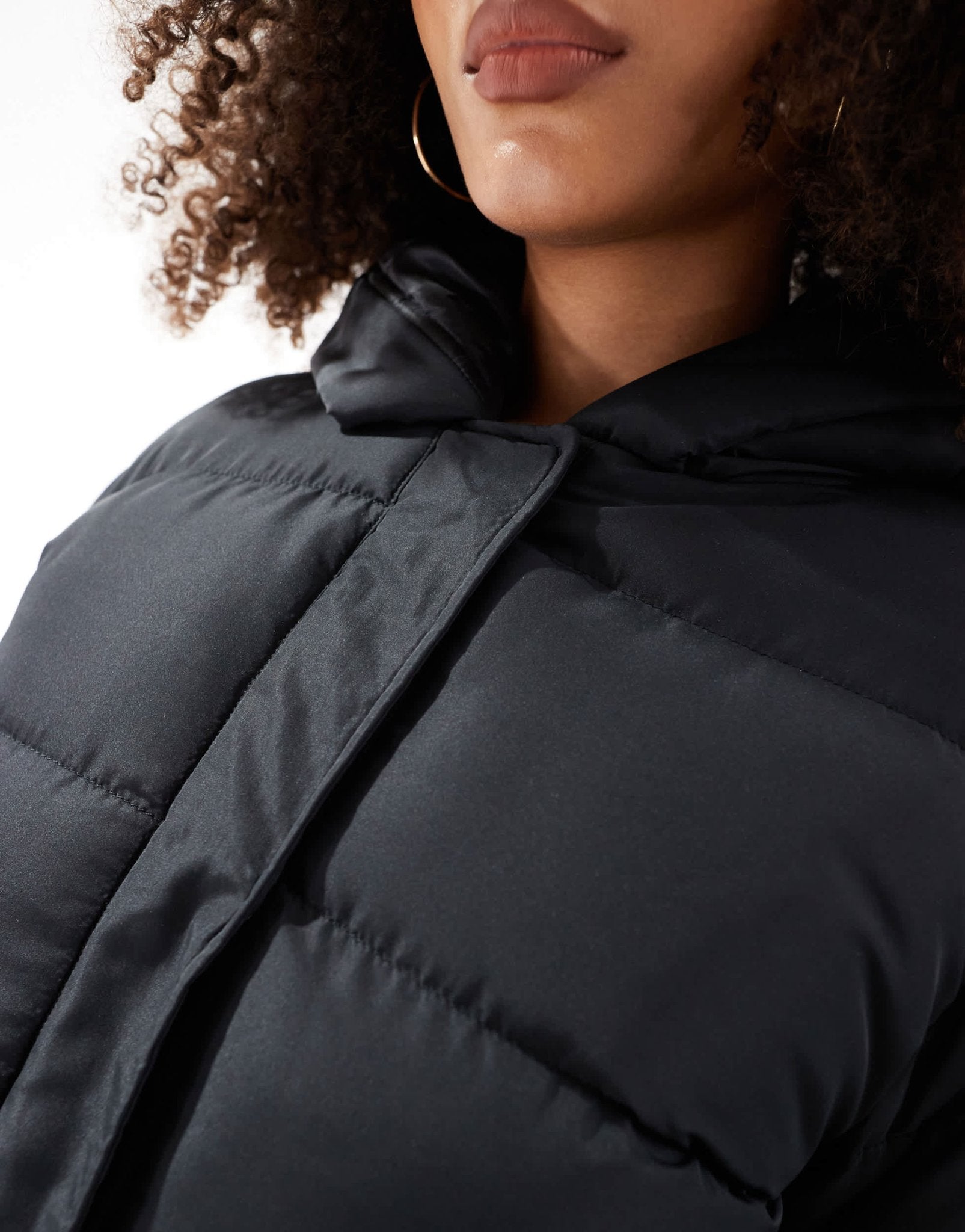 Threadbare mid length puffer jacket in black - ASOS Sample Sale