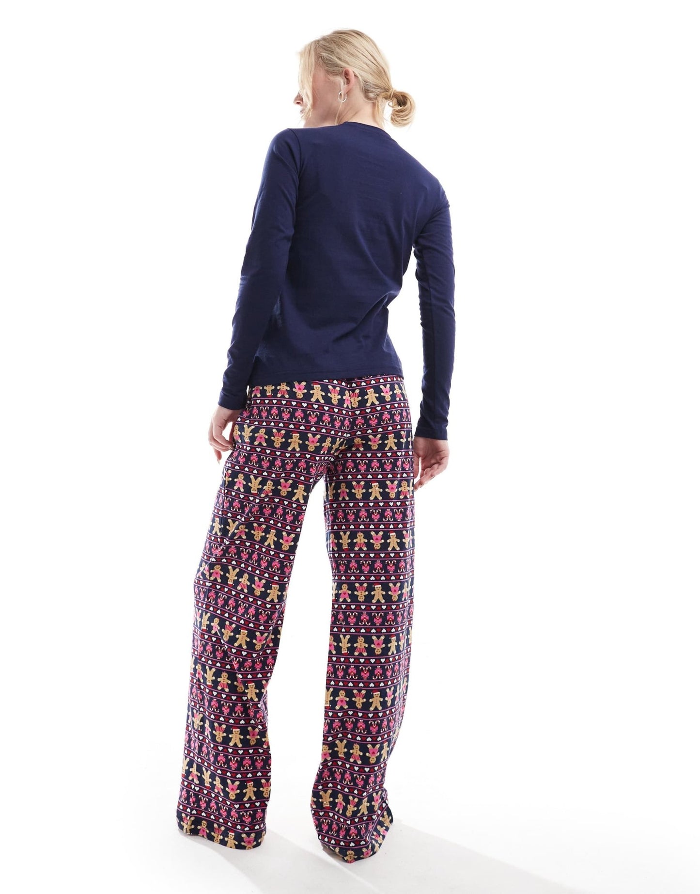 Threadbare novelty gingerbread long pyjama set in navy - ASOS Sample Sale
