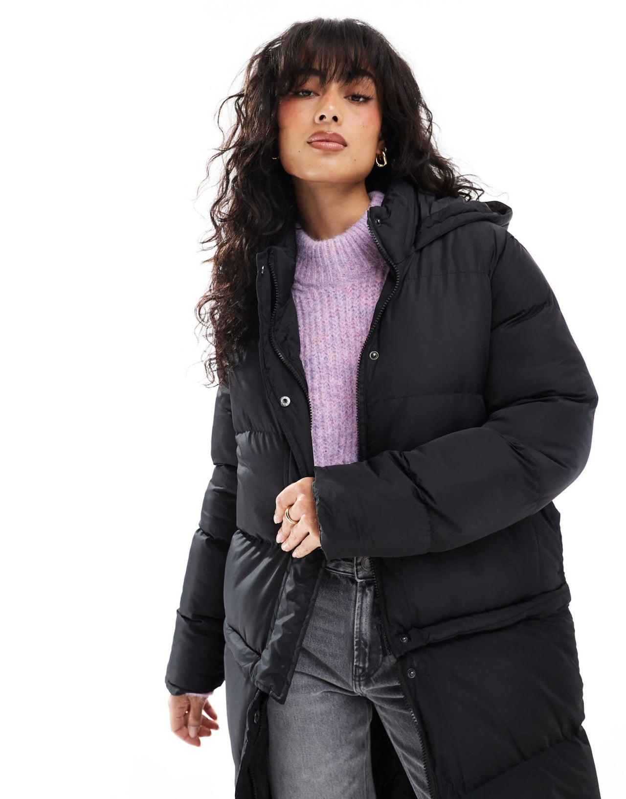 Threadbare puffer coat in black - ASOS Sample Sale