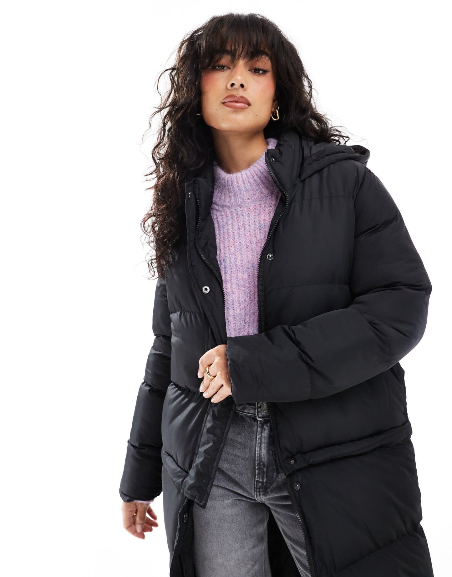 Threadbare puffer coat in black - ASOS Sample Sale