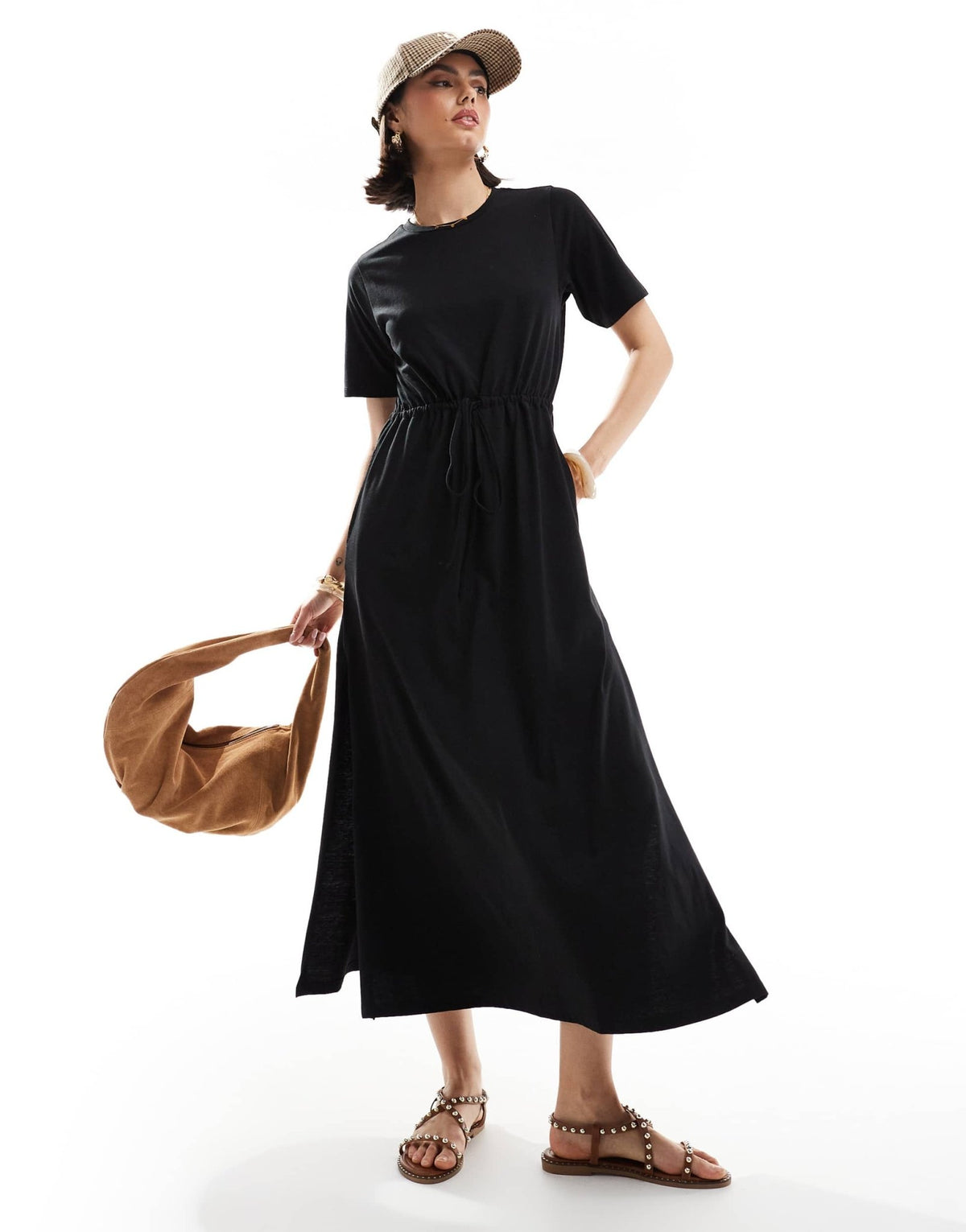 Threadbare short sleeve smock midi dress in black - ASOS Sample Sale
