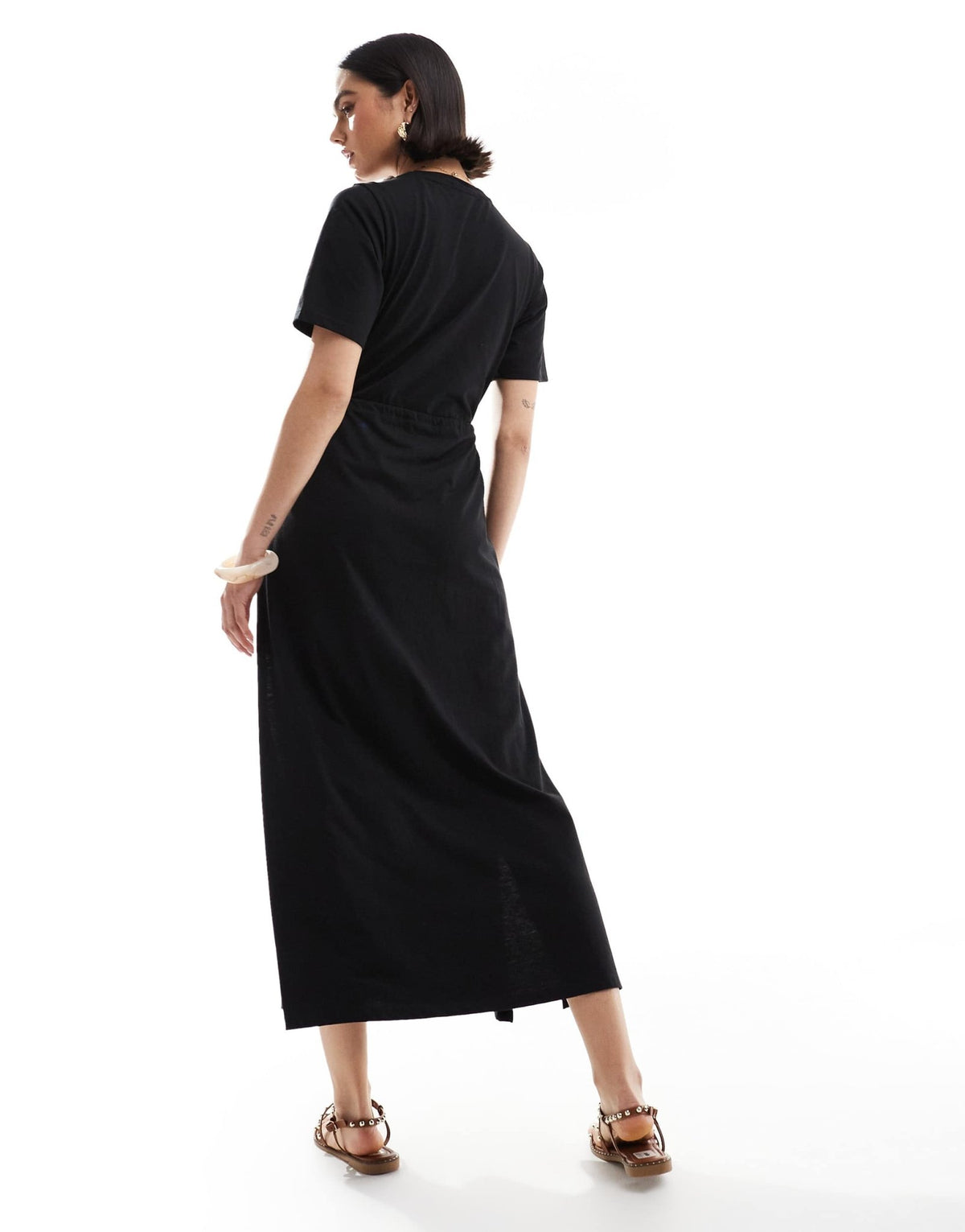 Threadbare short sleeve smock midi dress in black - ASOS Sample Sale