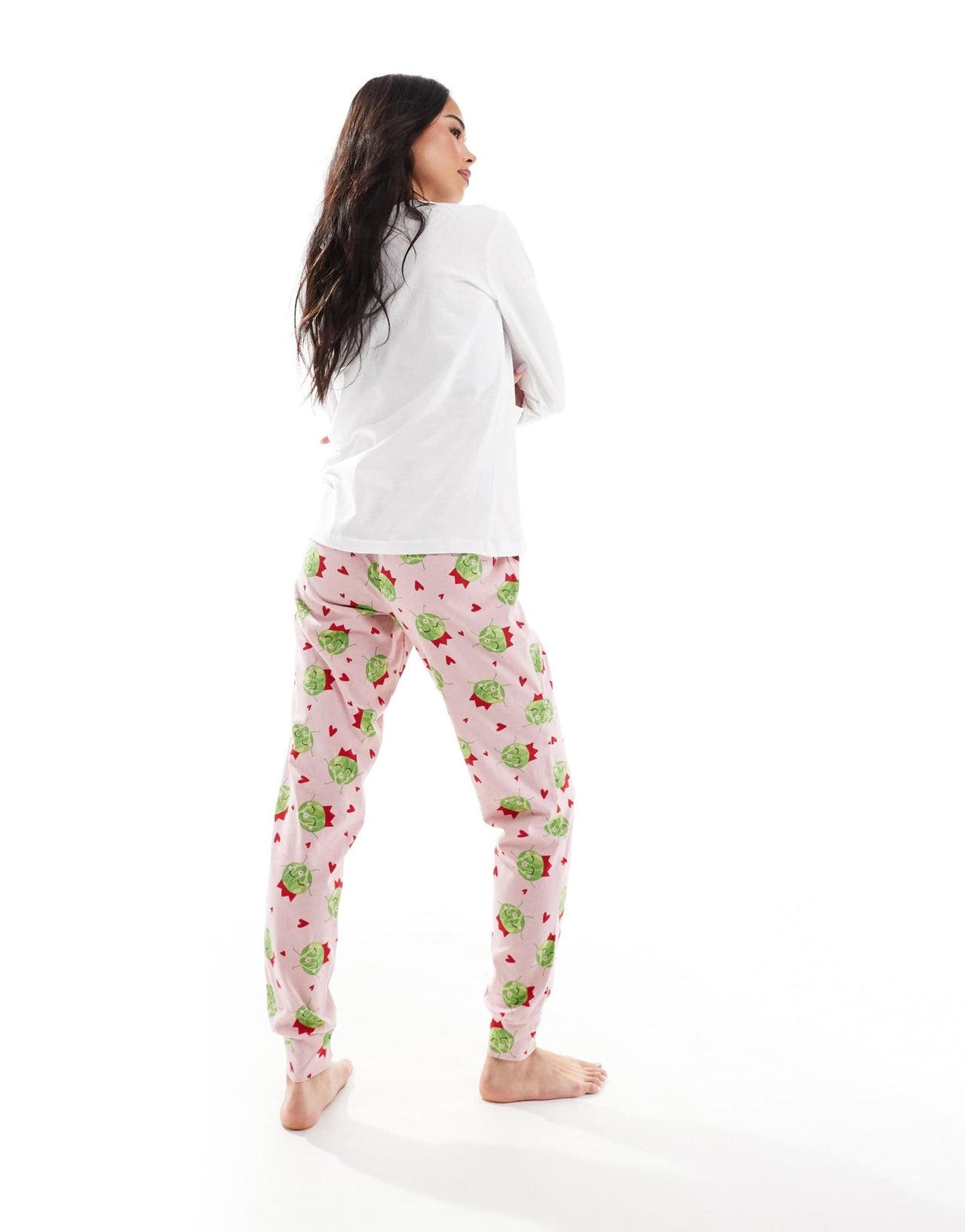 Threadbare sprout print long pyjama set in pink - ASOS Sample Sale