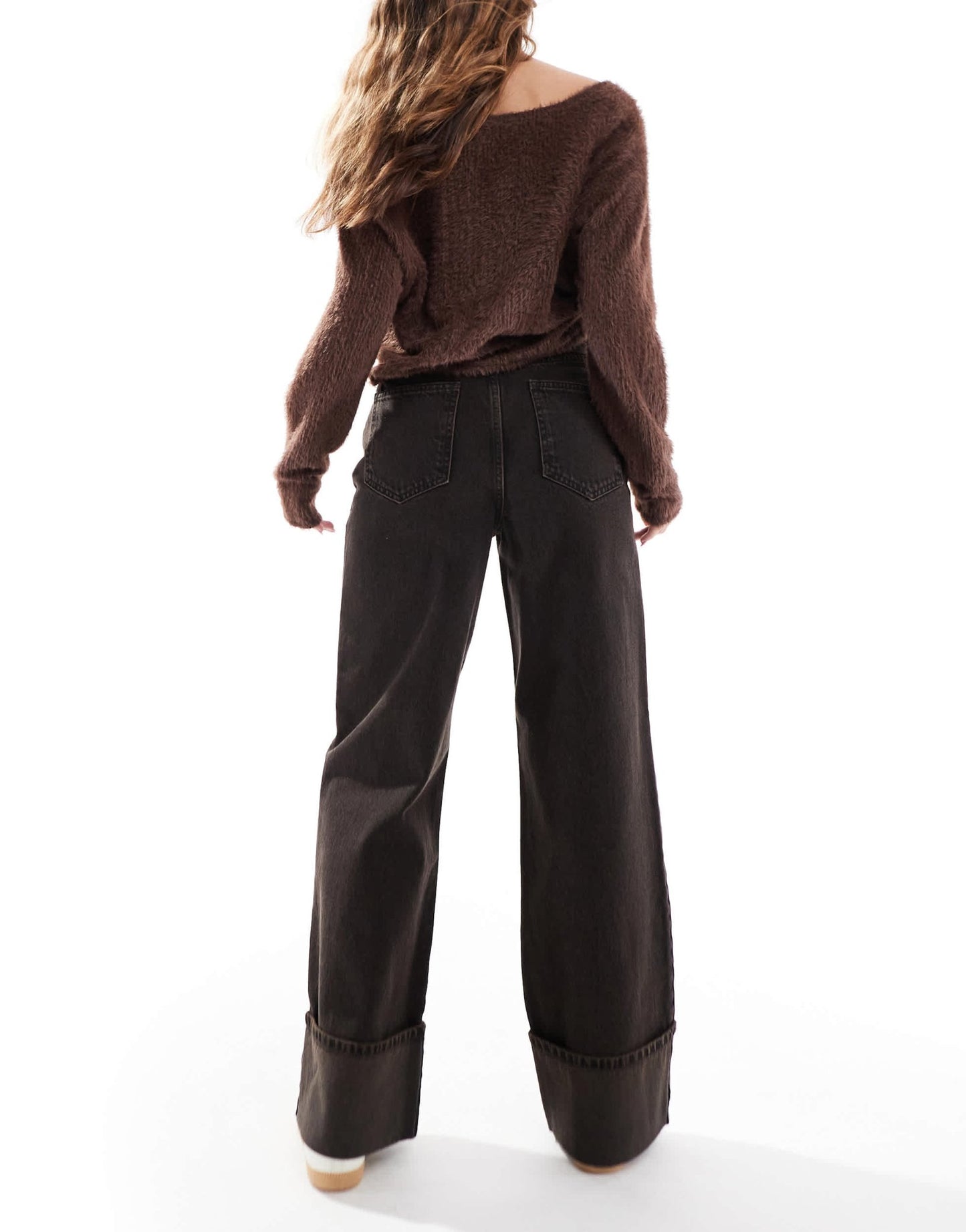 Threadbare wide leg turn up jeans in chocolate brown - ASOS Sample Sale
