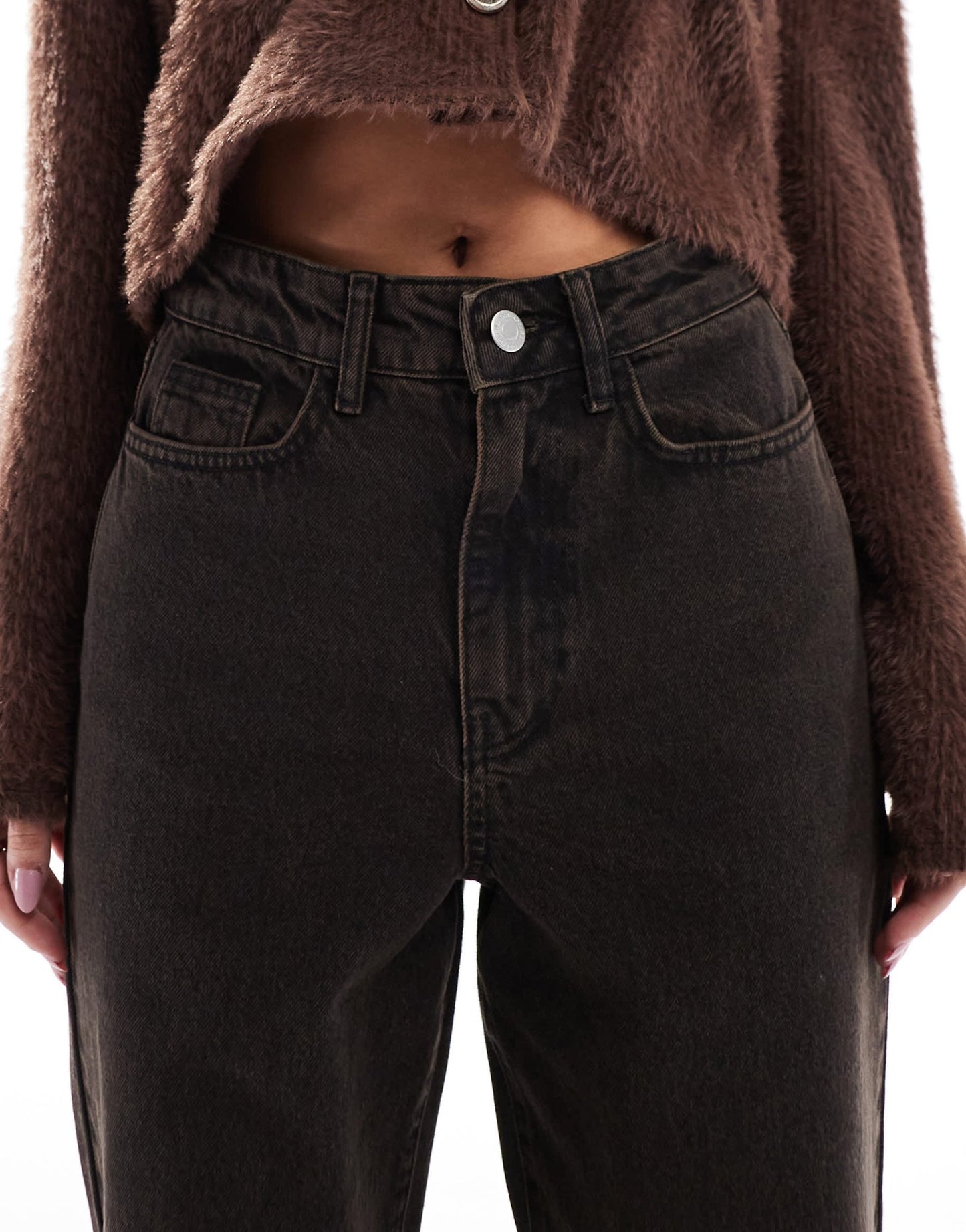 Threadbare wide leg turn up jeans in chocolate brown - ASOS Sample Sale
