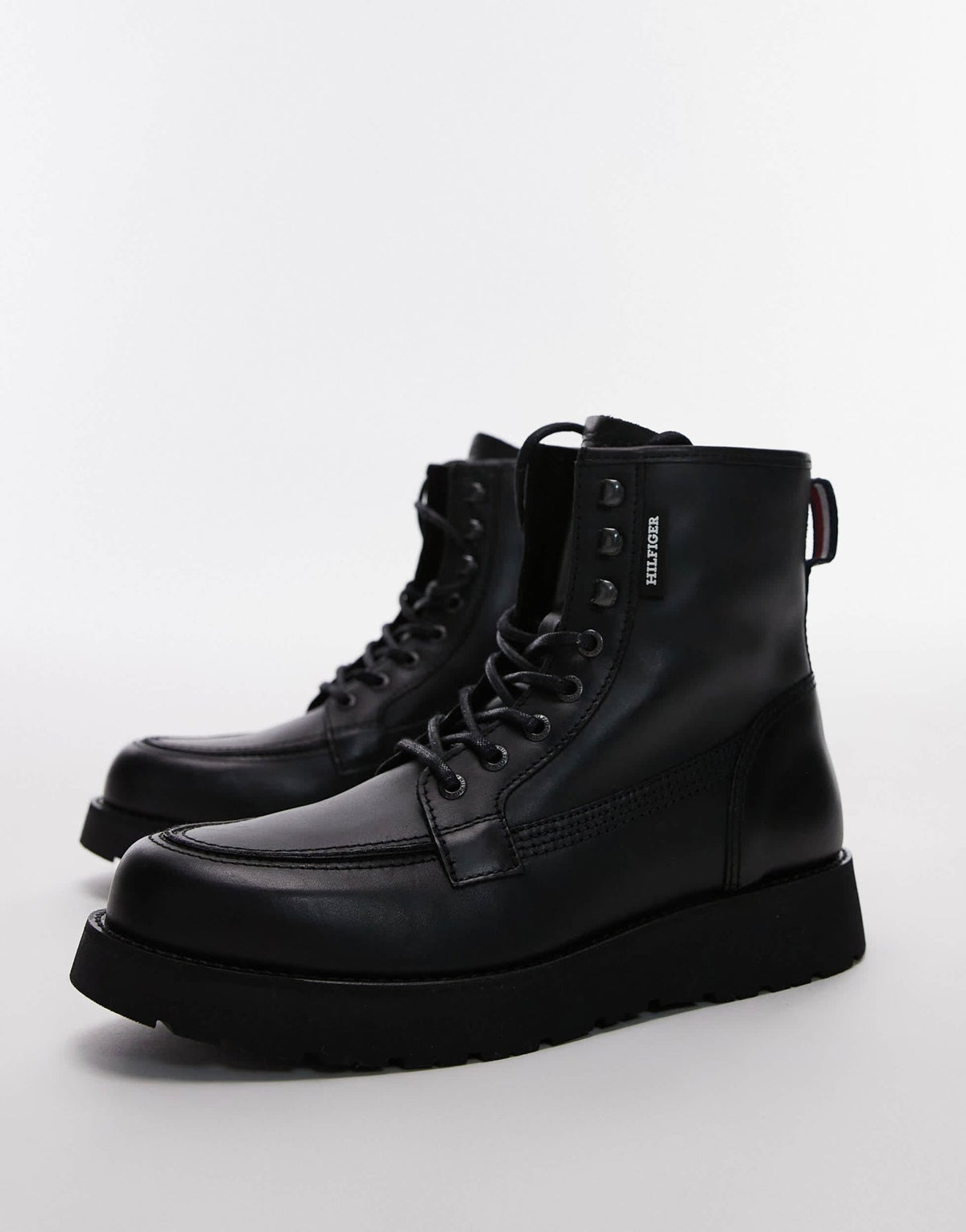 Tommy Hilfiger lace up leather boots in black - ASOS Sample Sale