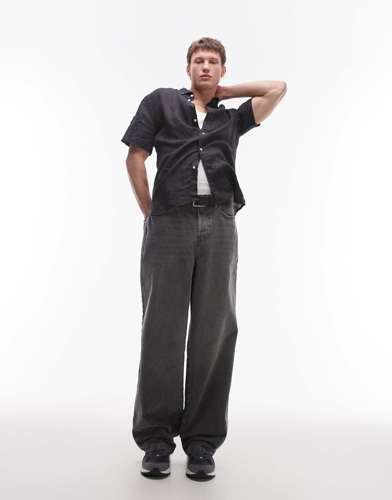 Tommy Hilfiger linen short sleeve shirt in black - ASOS Sample Sale