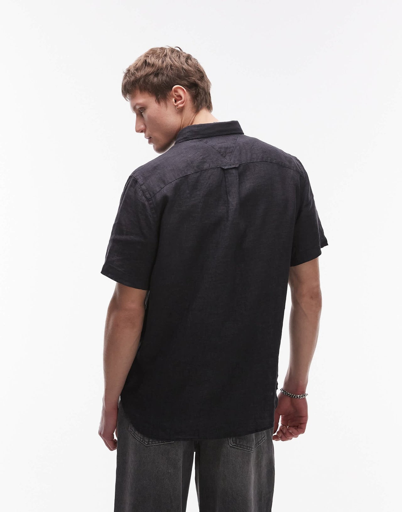 Tommy Hilfiger linen short sleeve shirt in black - ASOS Sample Sale