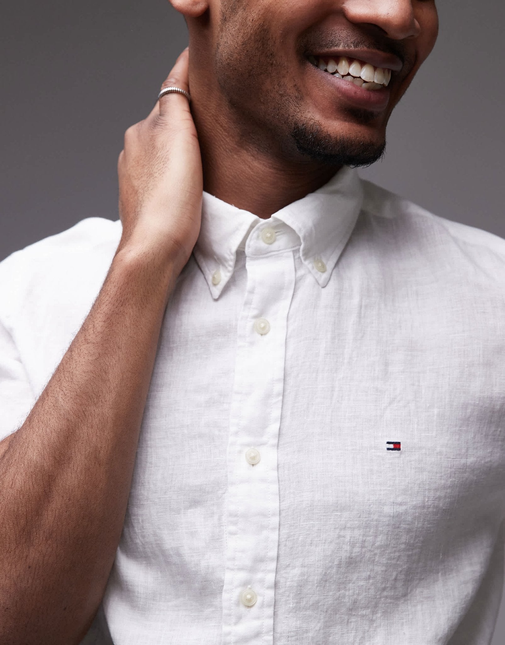 Tommy Hilfiger linen short sleeve shirt in white - ASOS Sample Sale
