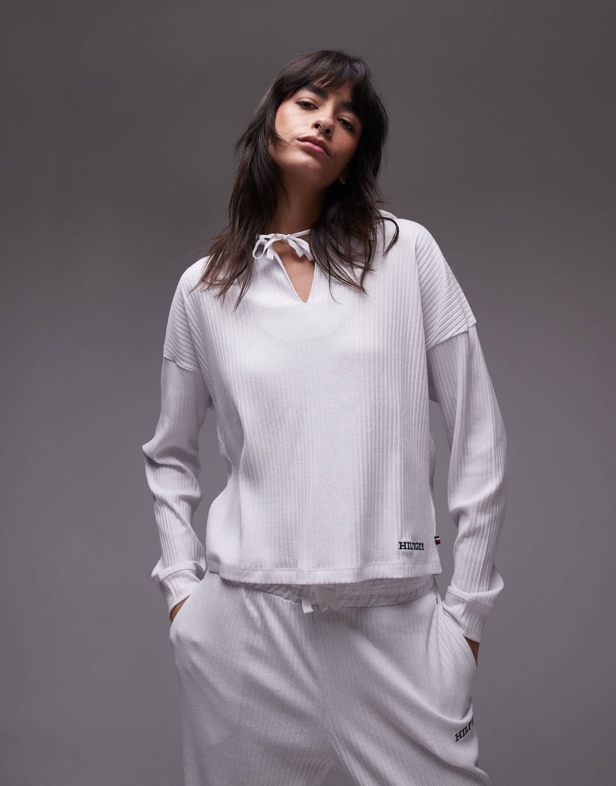 Tommy Hilfiger logo lounge hoodie in white - ASOS Sample Sale
