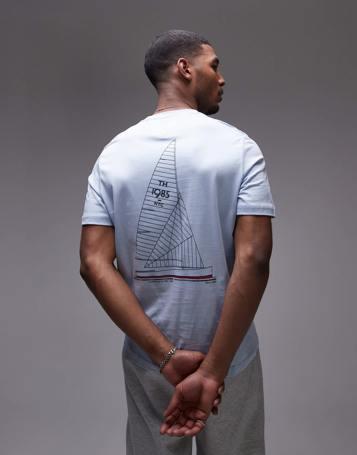 Tommy Hilfiger outline sailing t-shirt in pale blue - ASOS Sample Sale
