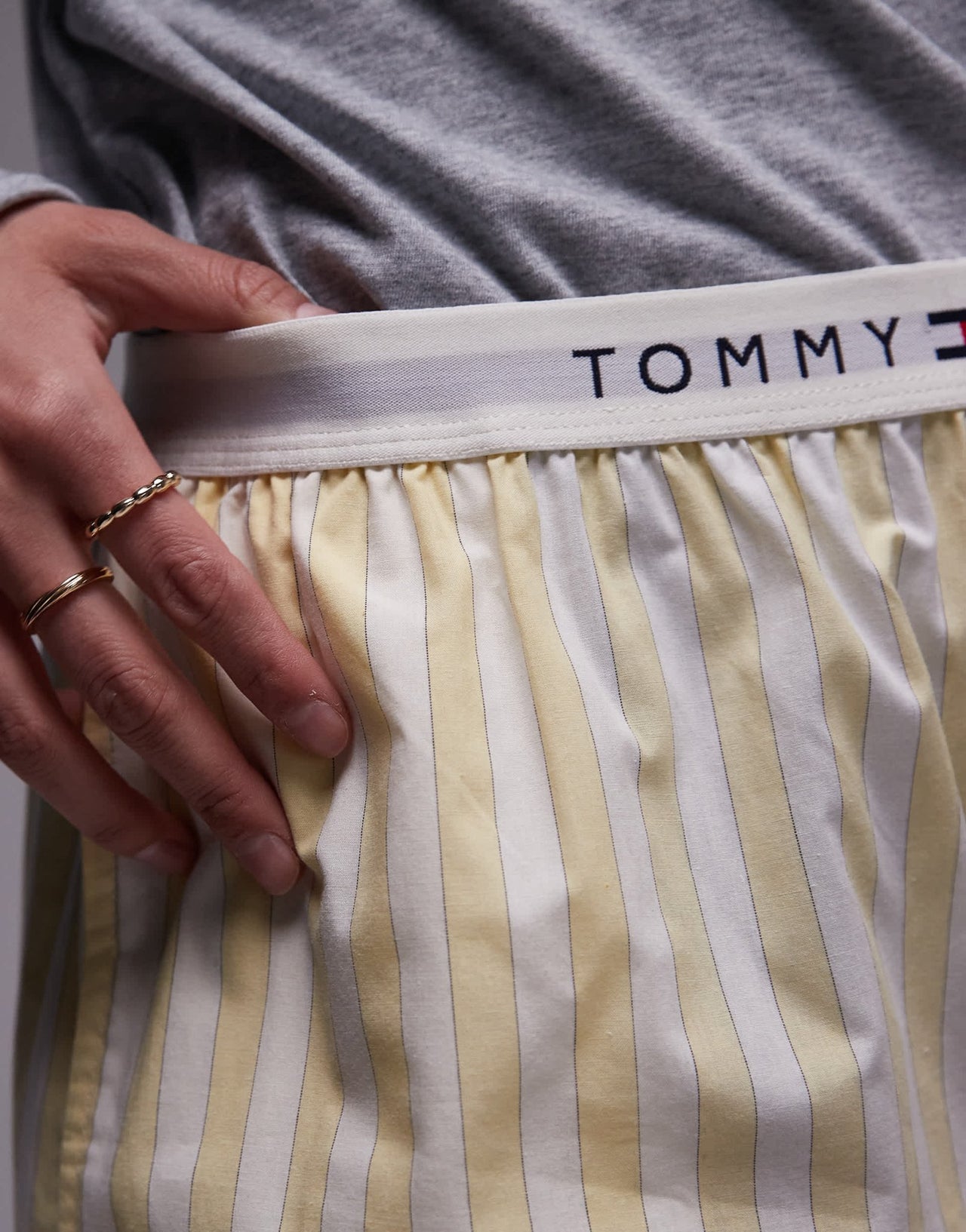 Tommy Hilfiger poplin boxer shorts in butter yellow stripe - ASOS Sample Sale