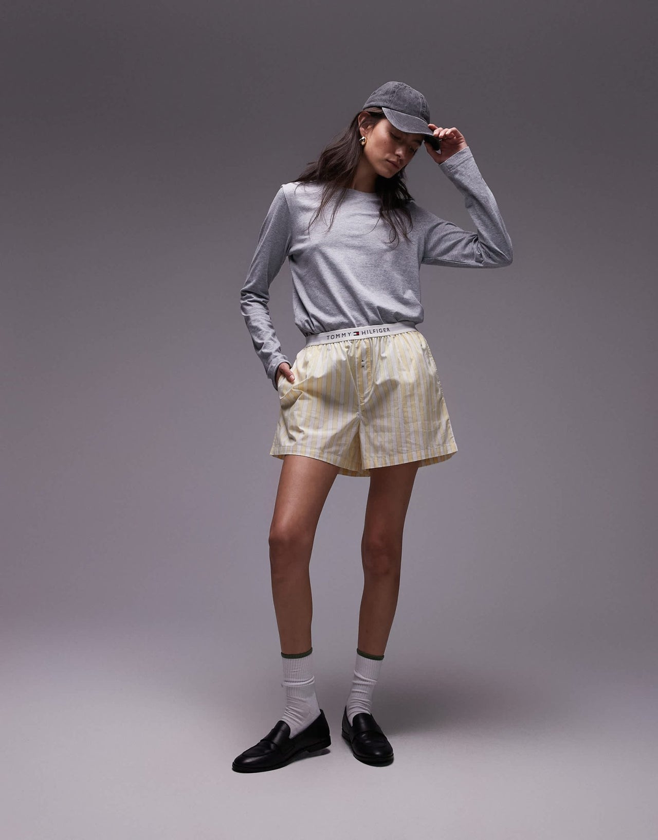 Tommy Hilfiger poplin boxer shorts in butter yellow stripe - ASOS Sample Sale