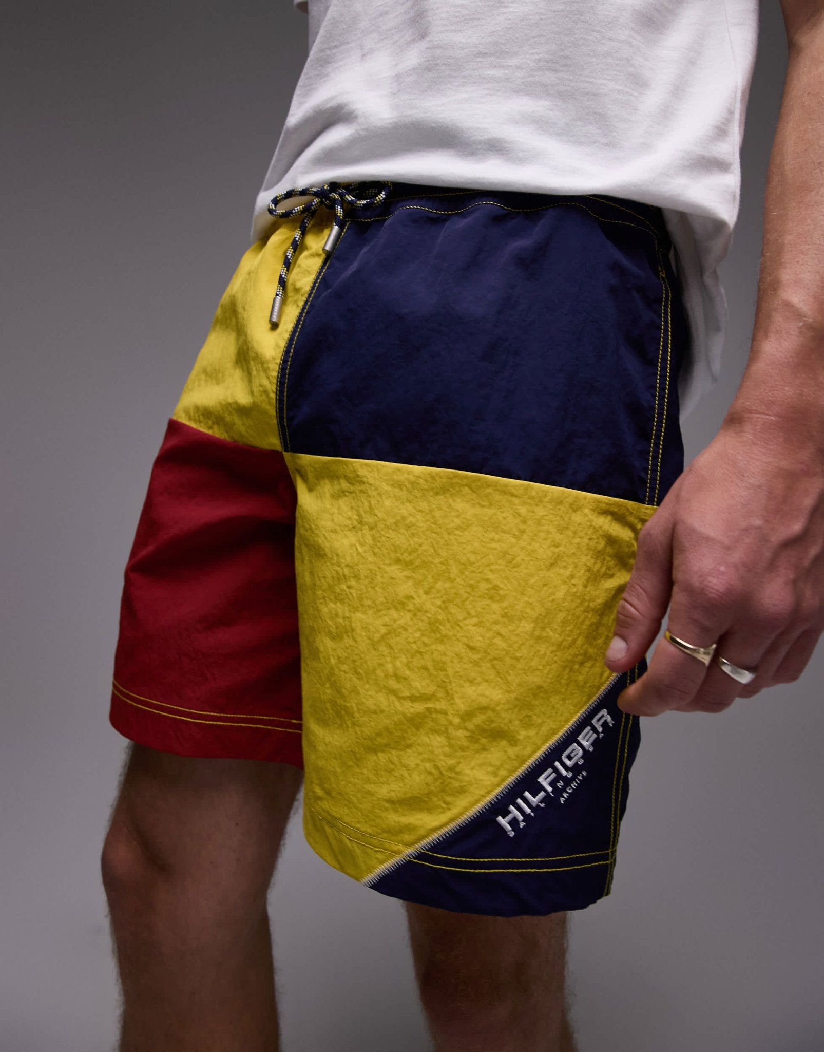 Tommy Hilfiger sailing colorblock shorts in yellow - ASOS Sample Sale